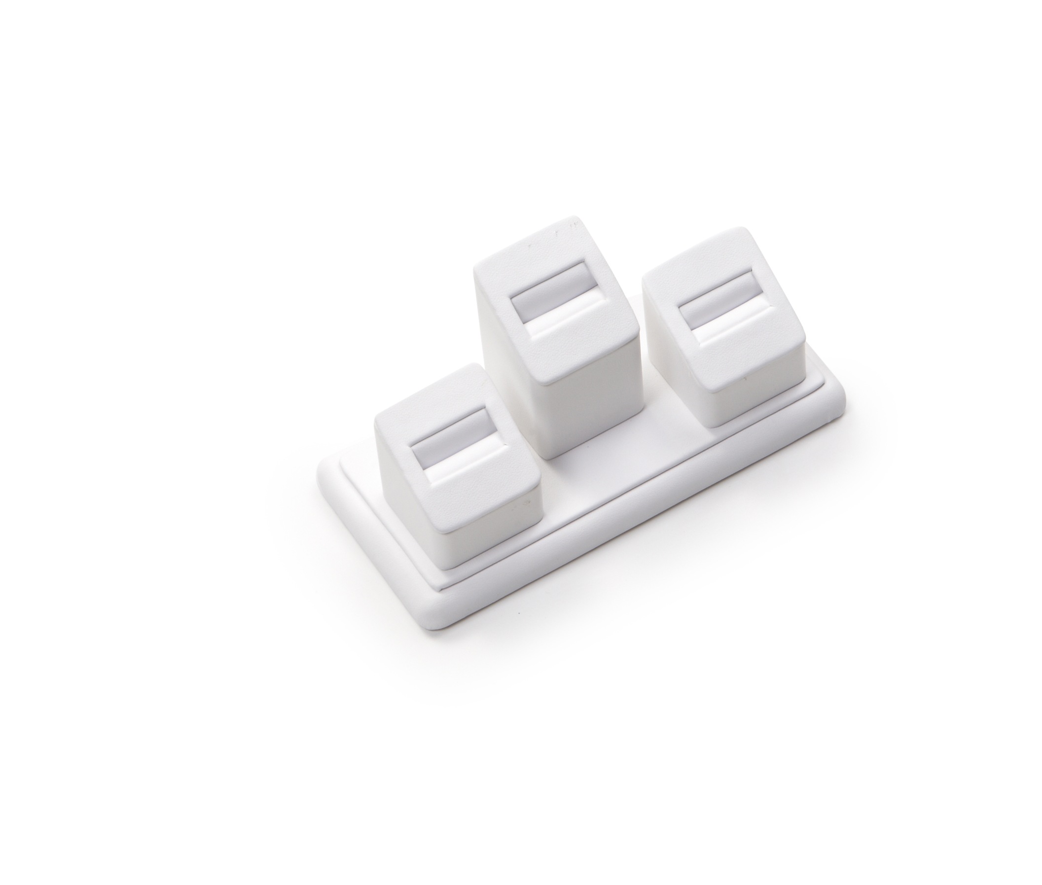 White Leatherette 3 Ring Slot Stand