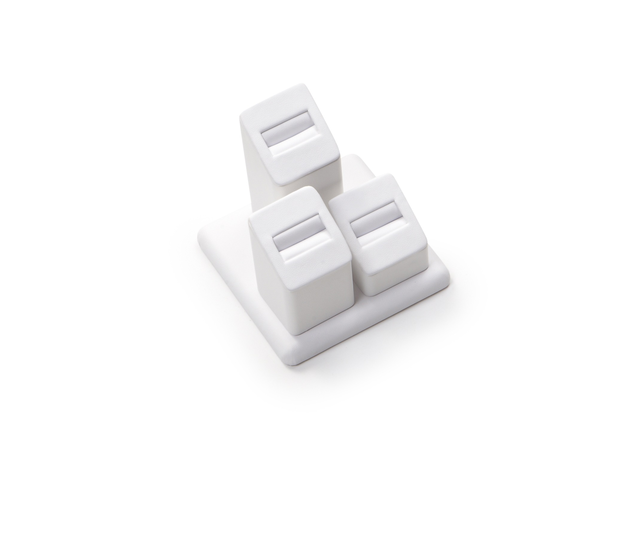 White Leatherette 3 Ring Slot Stand
