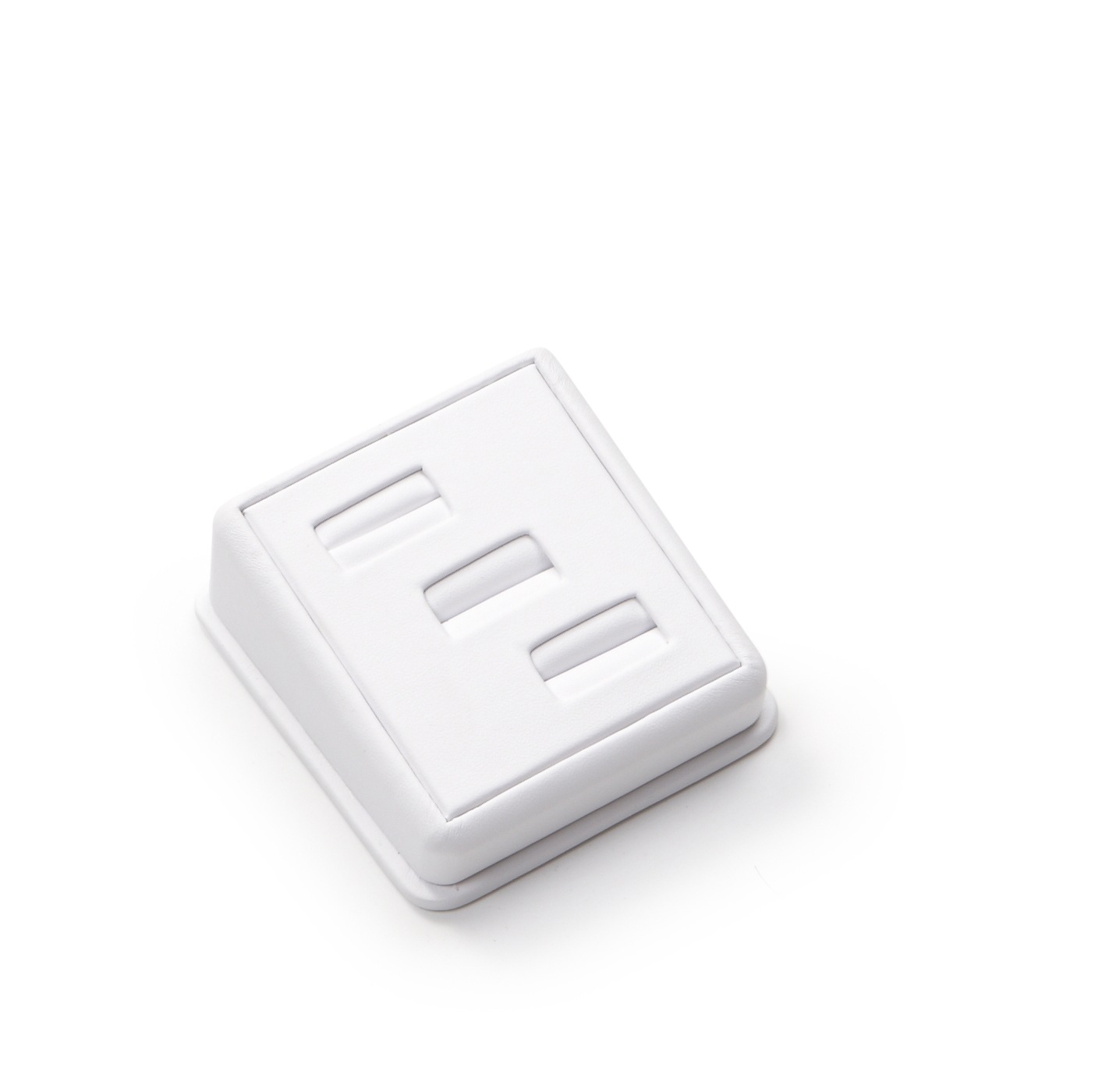 White Leatherette 3 Ring Slot Stand