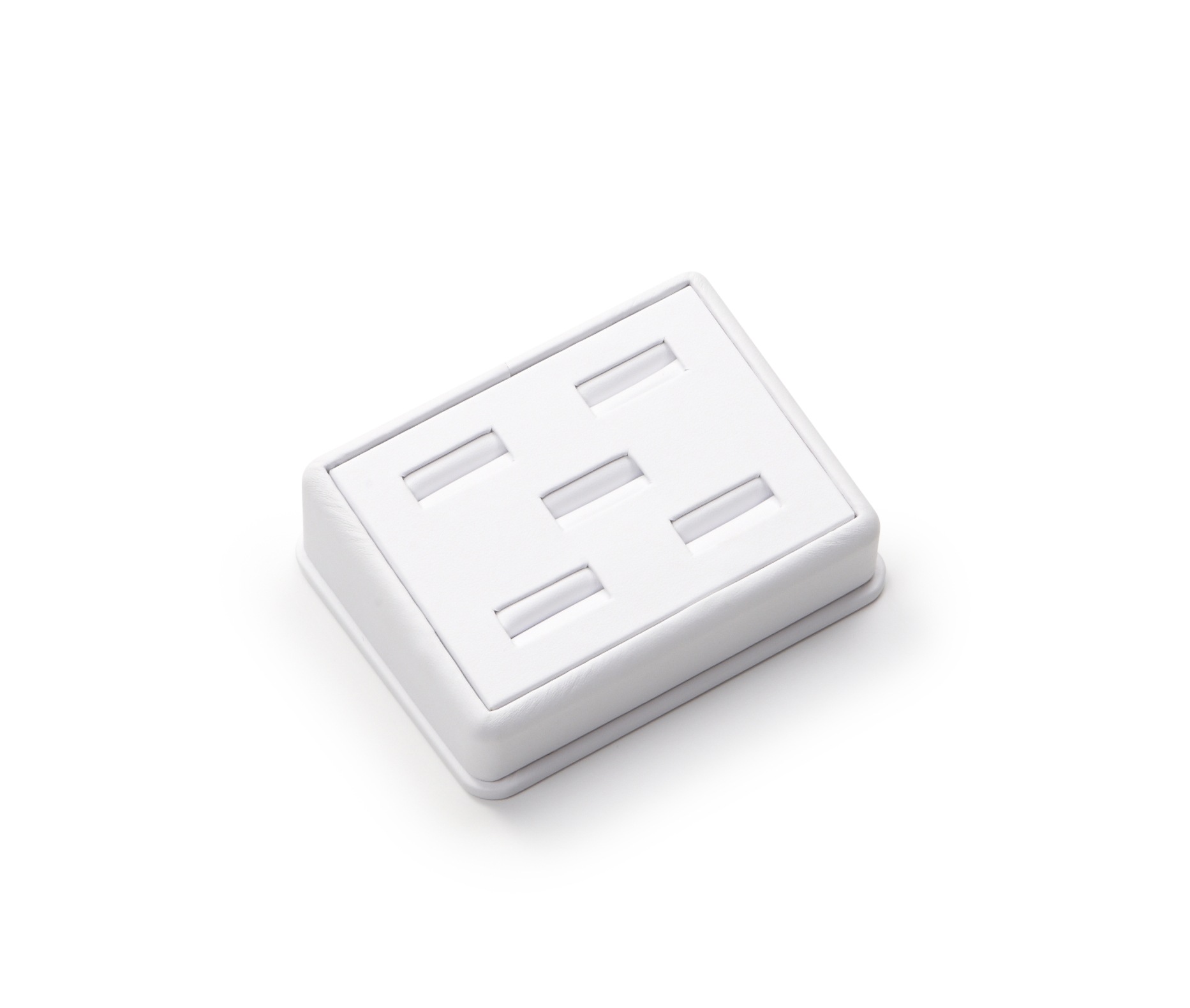 White Leatherette 5 Ring Slot Stand