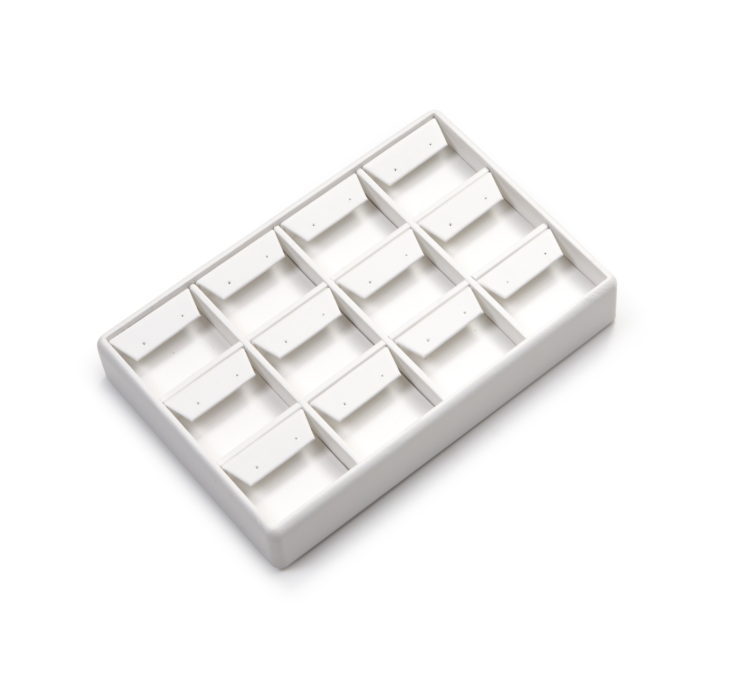 White Leatherette 12 Earring Tray