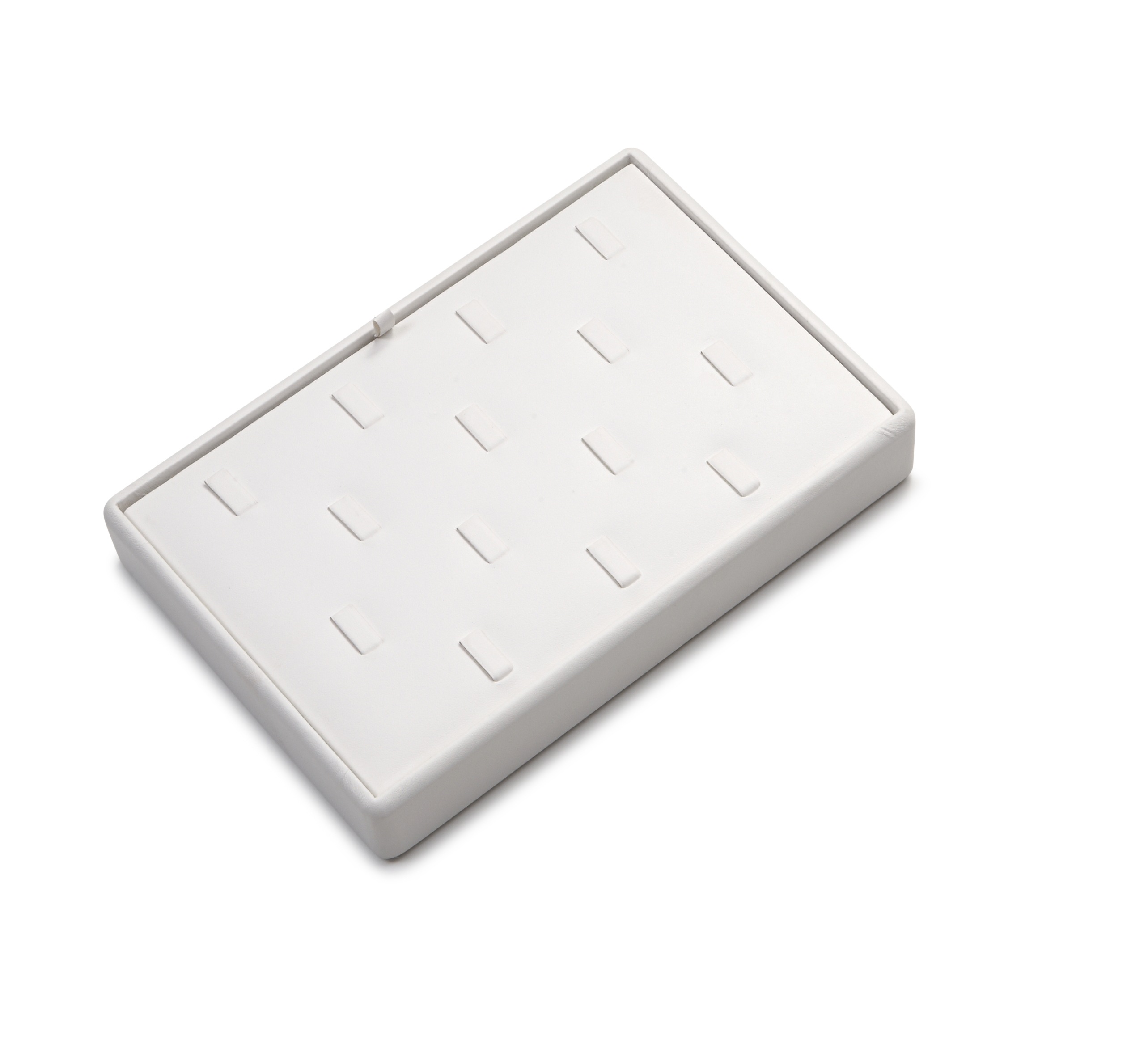 White Leatherette 14 Clip Ring Tray