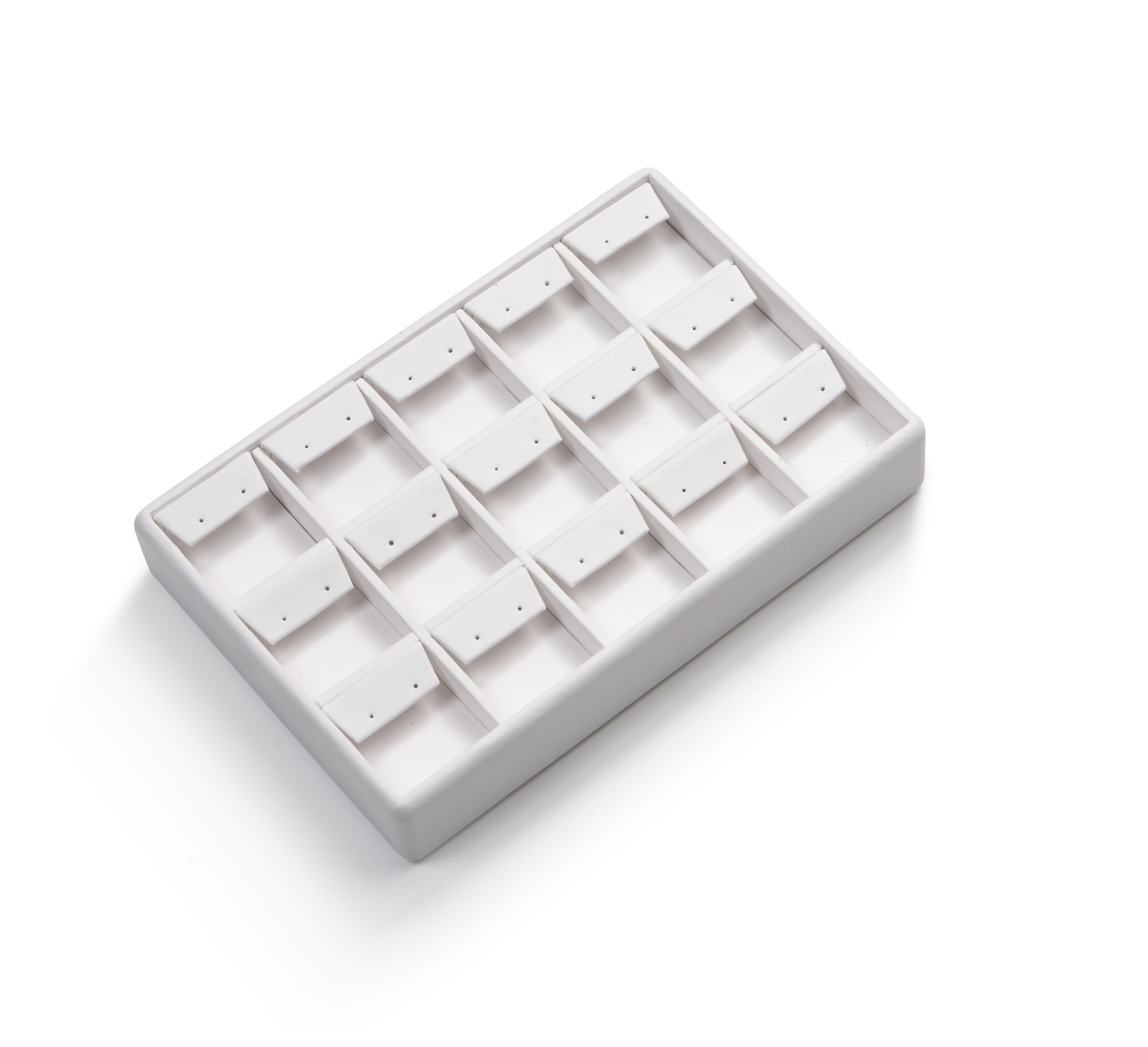 White Leatherette 15 Earring Tray