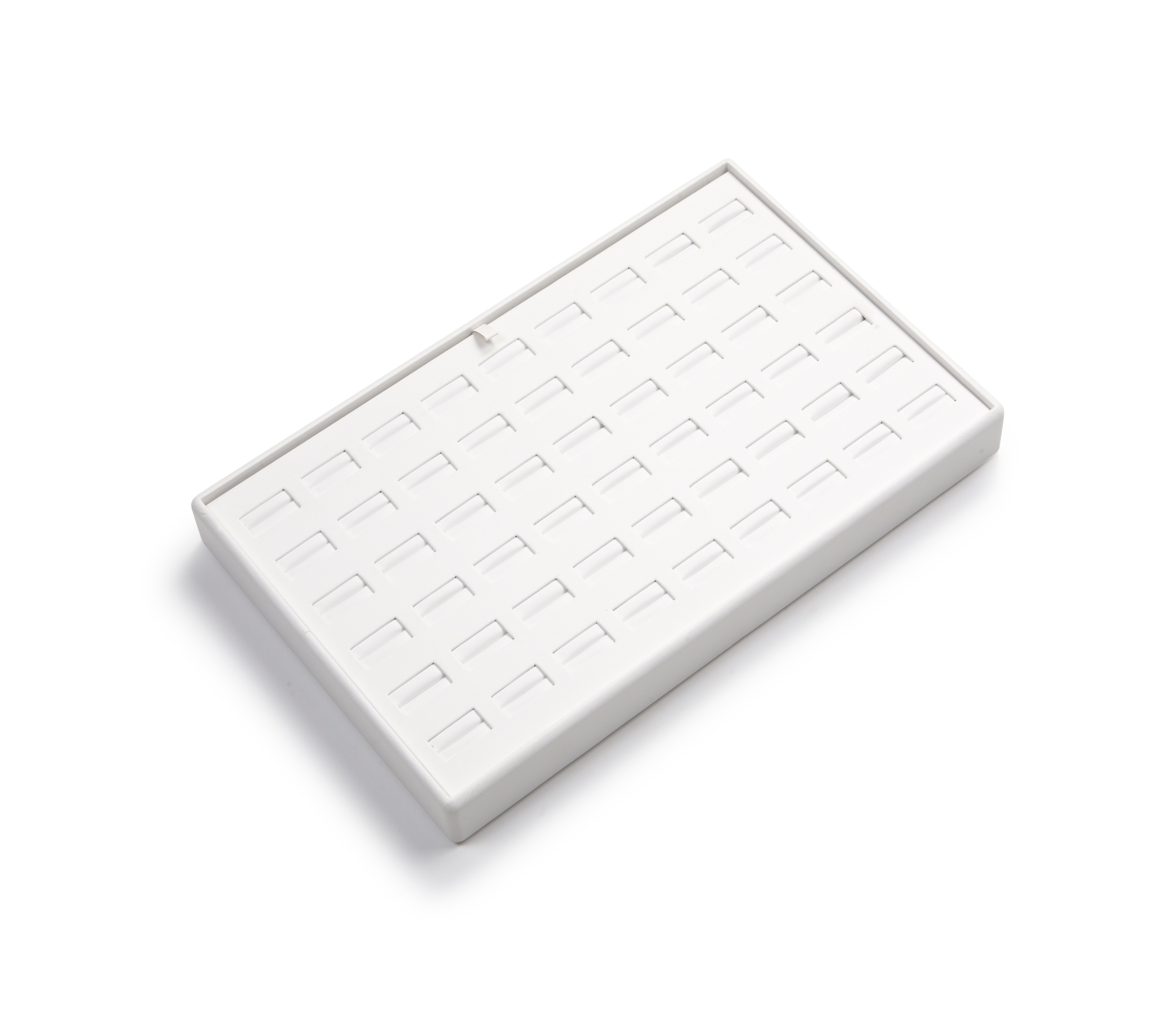 White Leatherette 54 Ring Slot Tray