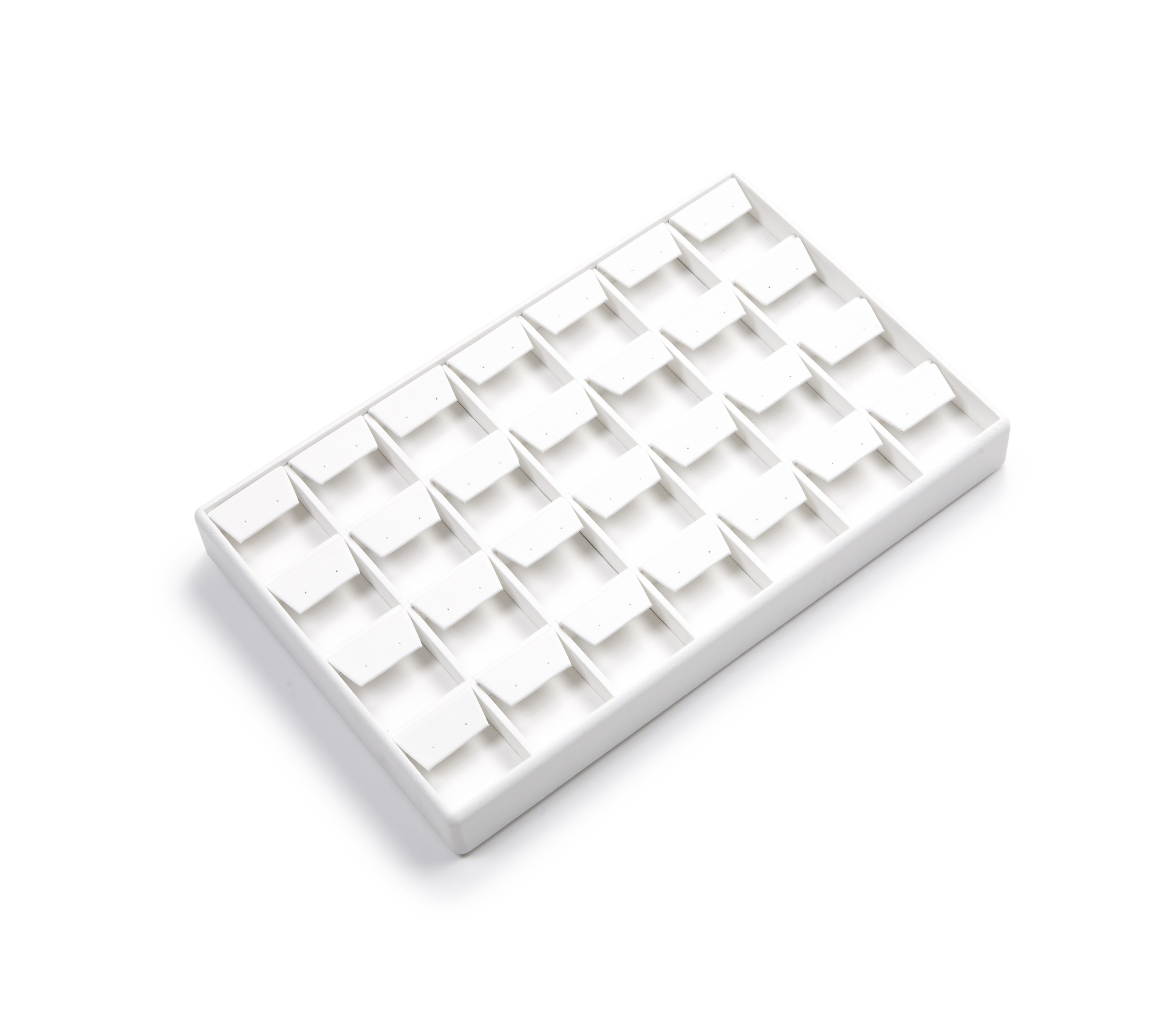White Leatherette 28 Earring Tray