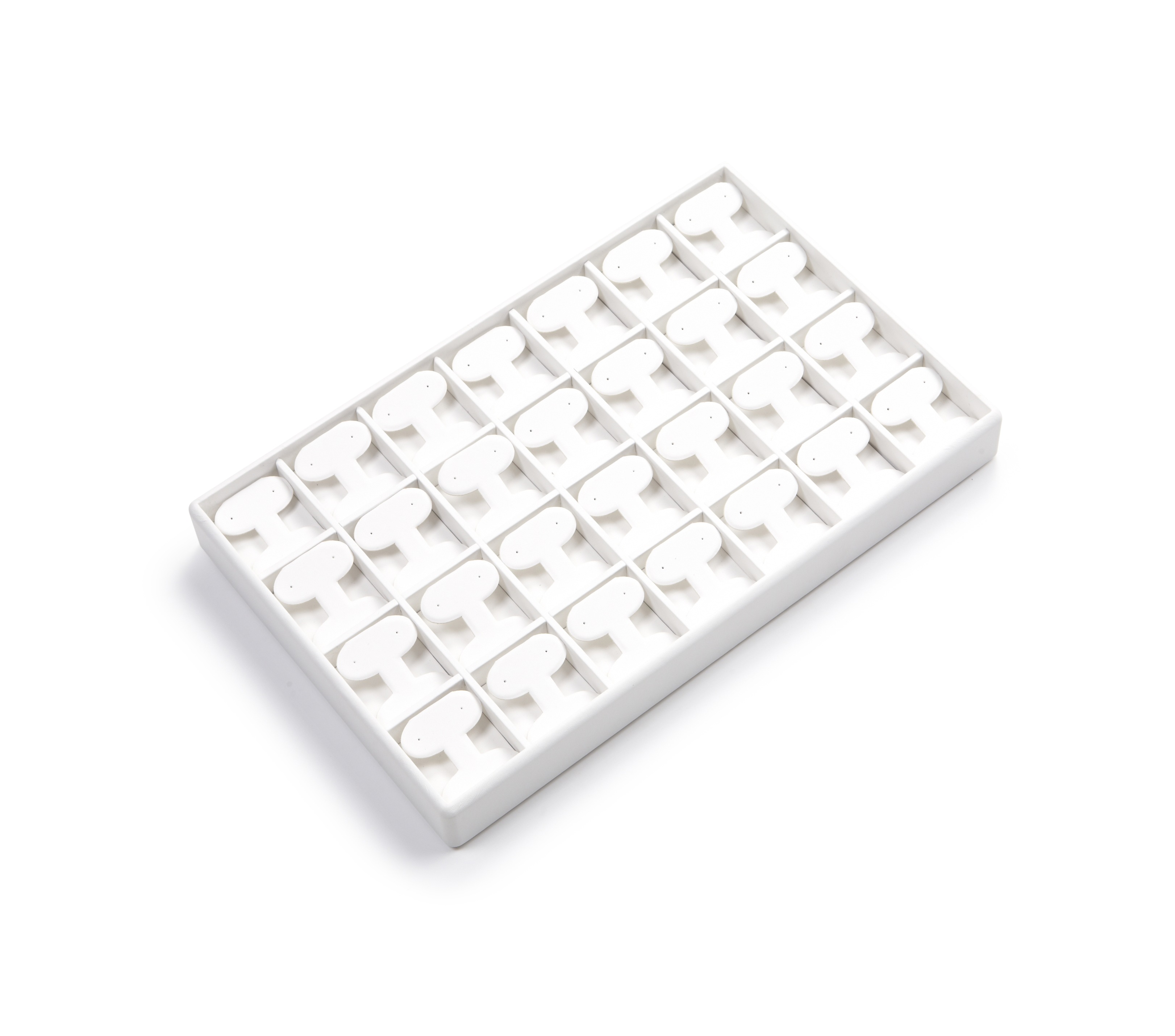 White Leatherette 28 Earring Tree Tray