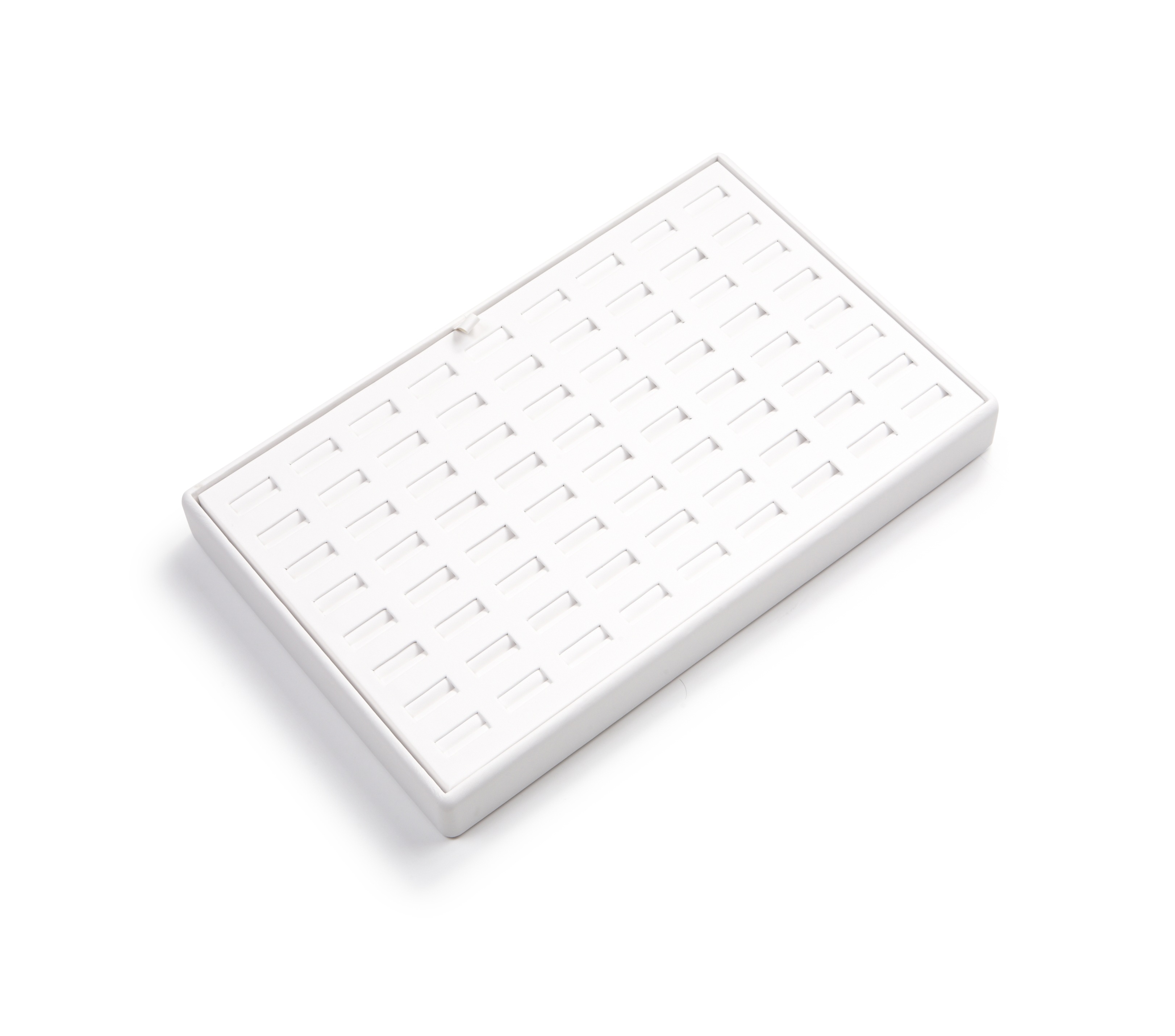 White Leatherette 72 Slot Ring Tray