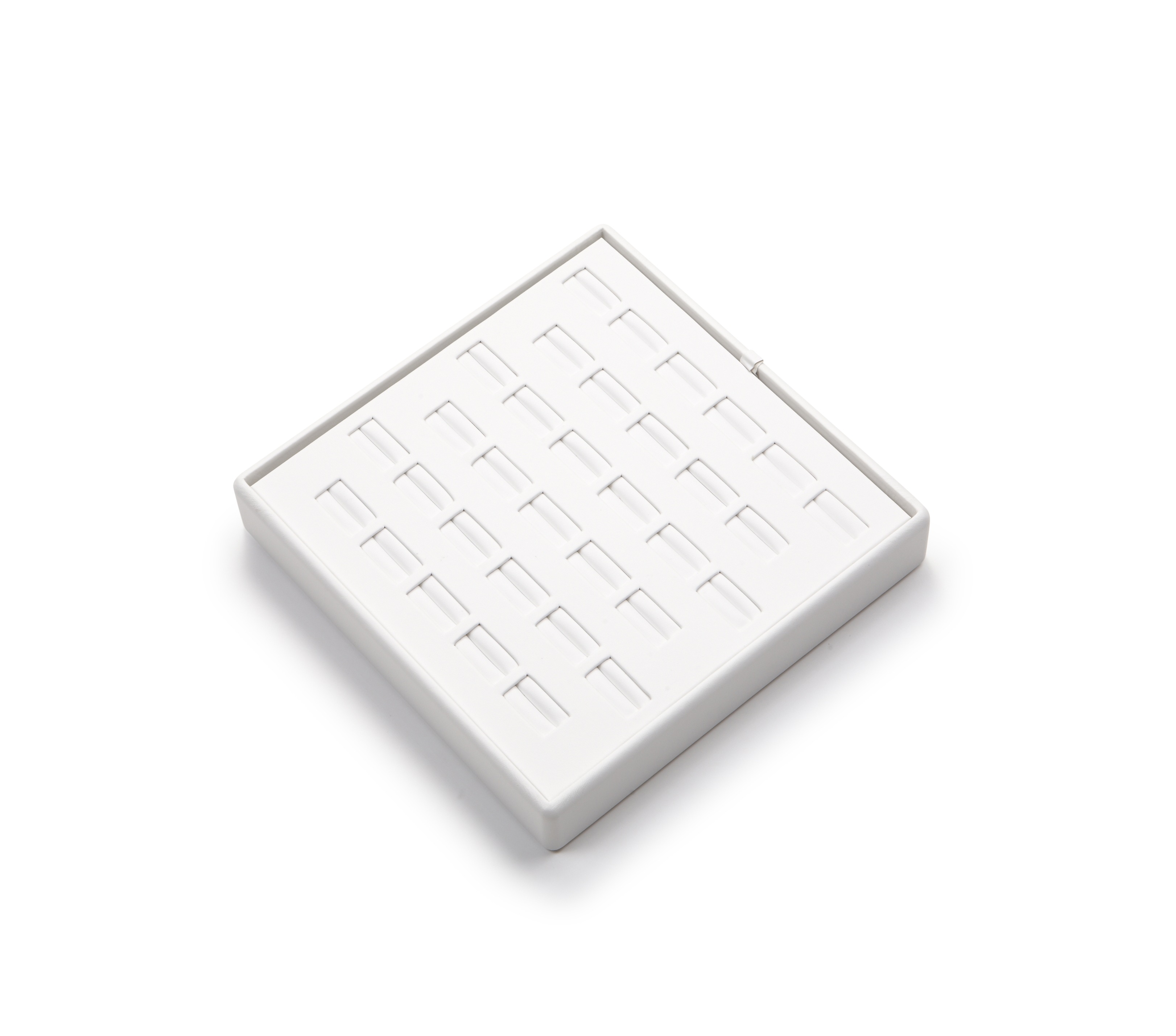 White Leatherette 33 Slot Ring Tray