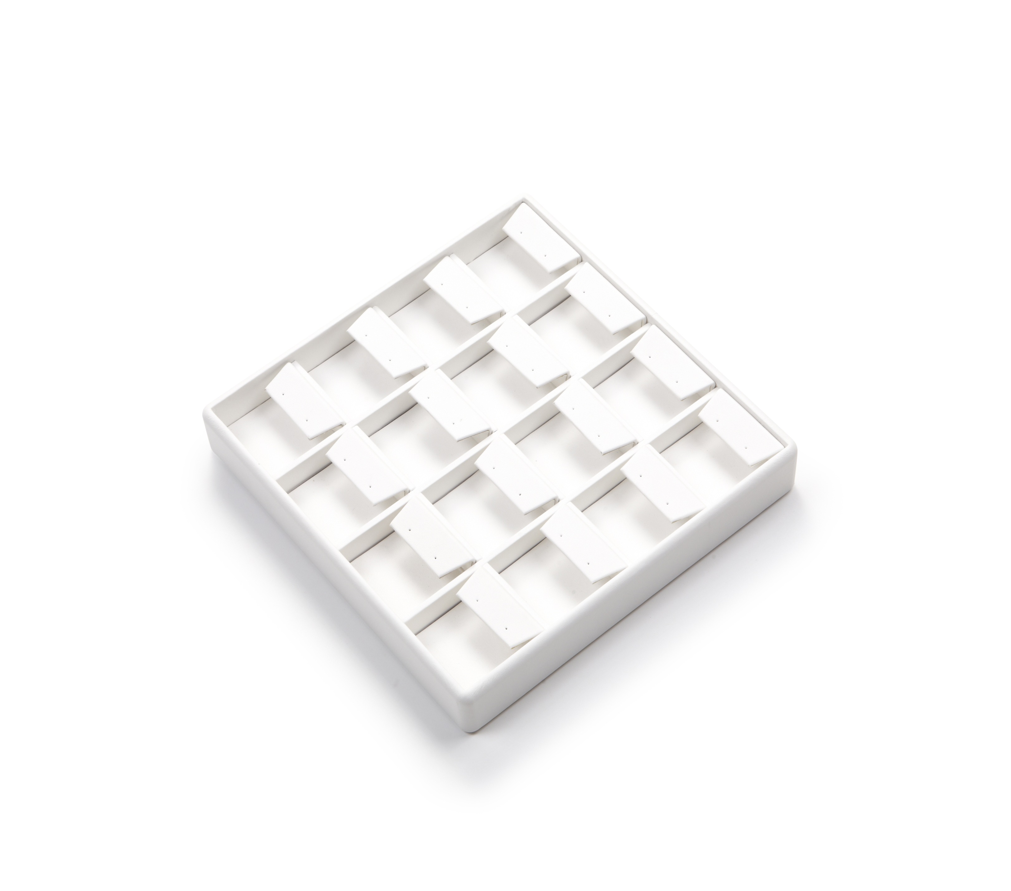 White Leatherette 16 Earring Tray