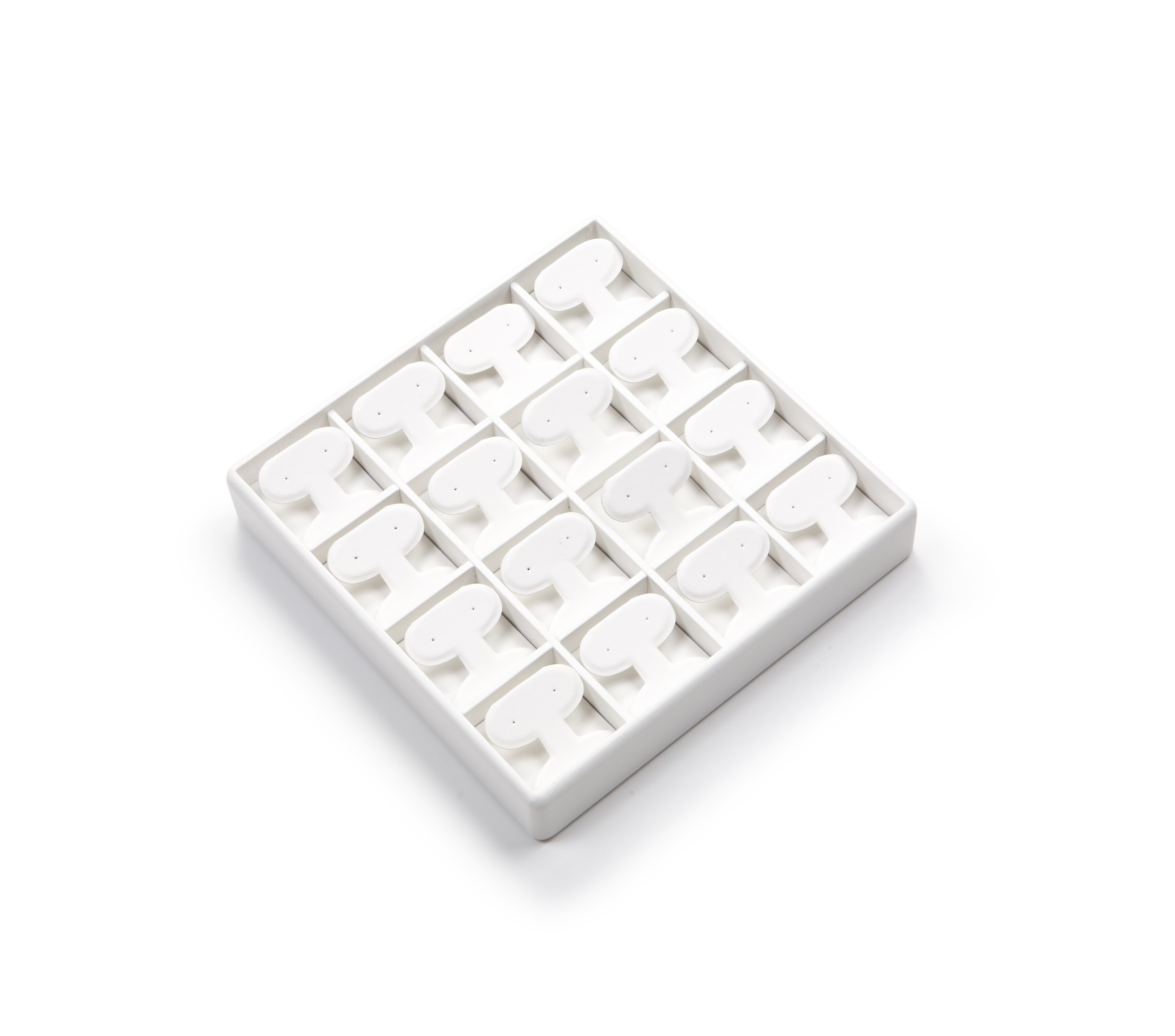 White Leatherette 16 Earring Tree Tray