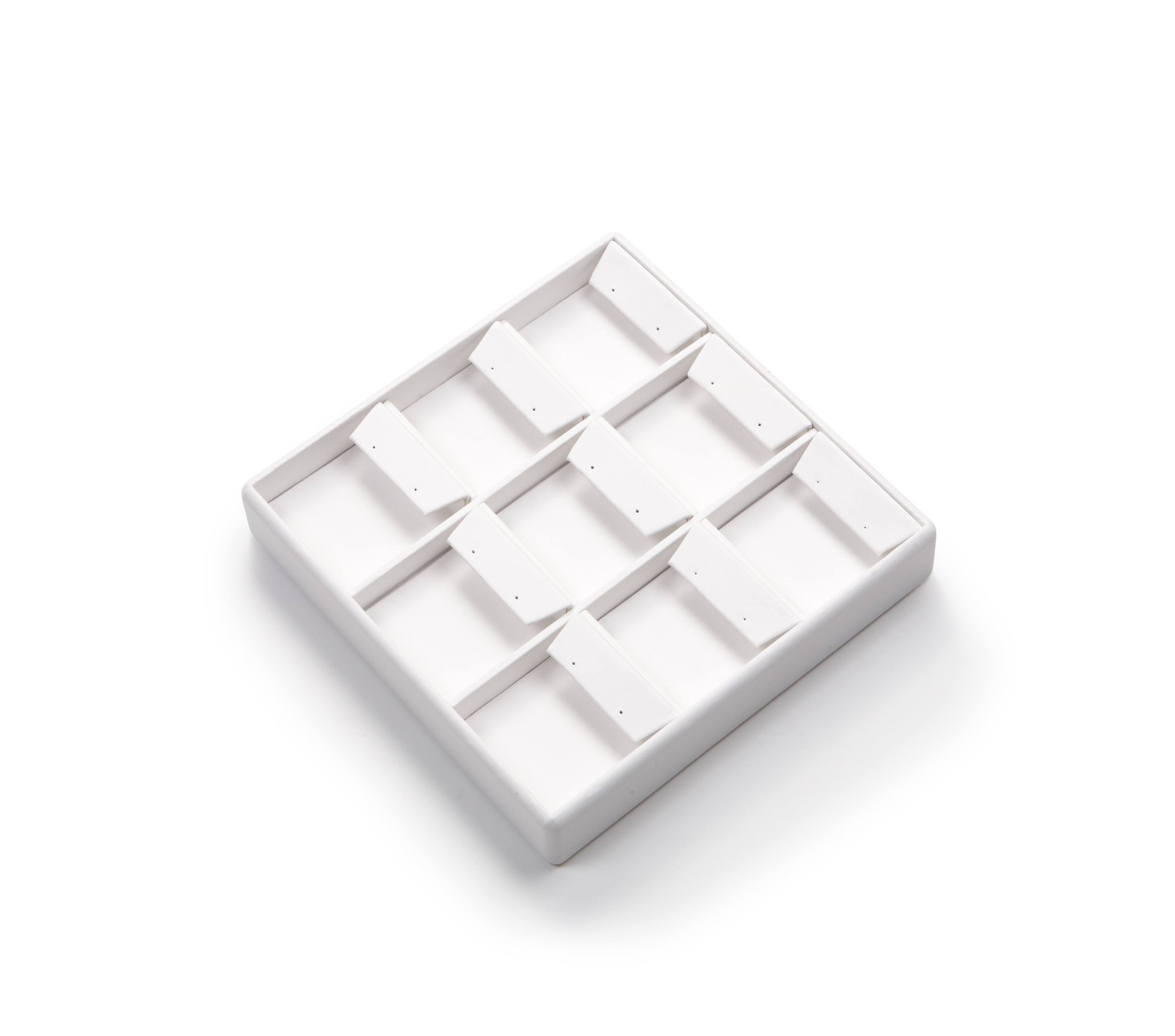 White Leatherette 9 Earring Tray