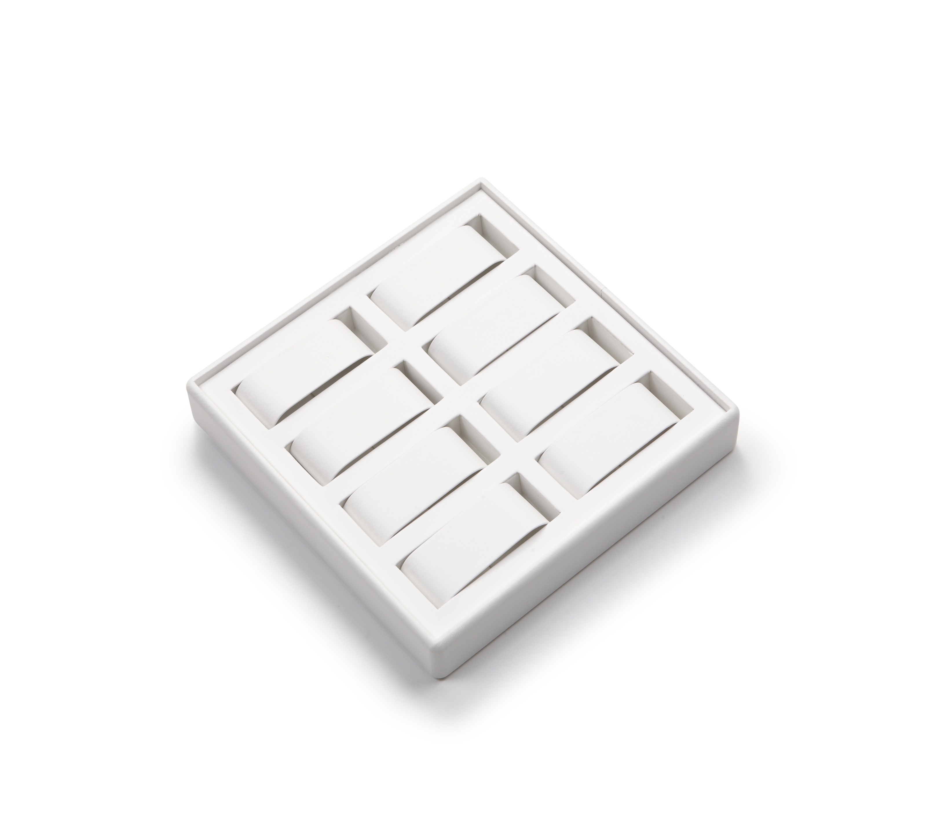 White Leatherette 8 Watch Tray