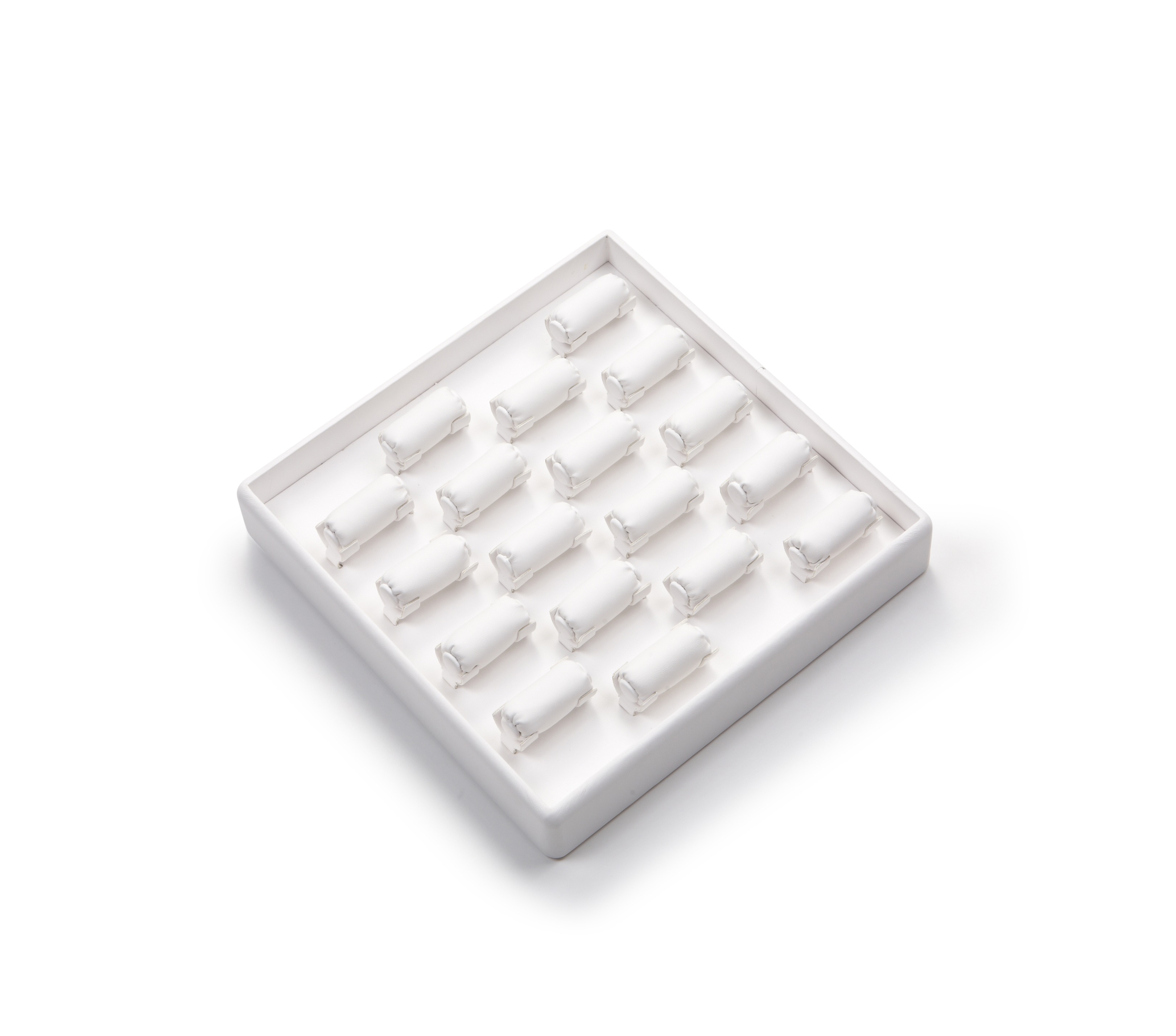 White Leatherette 18 Bar Ring Tray