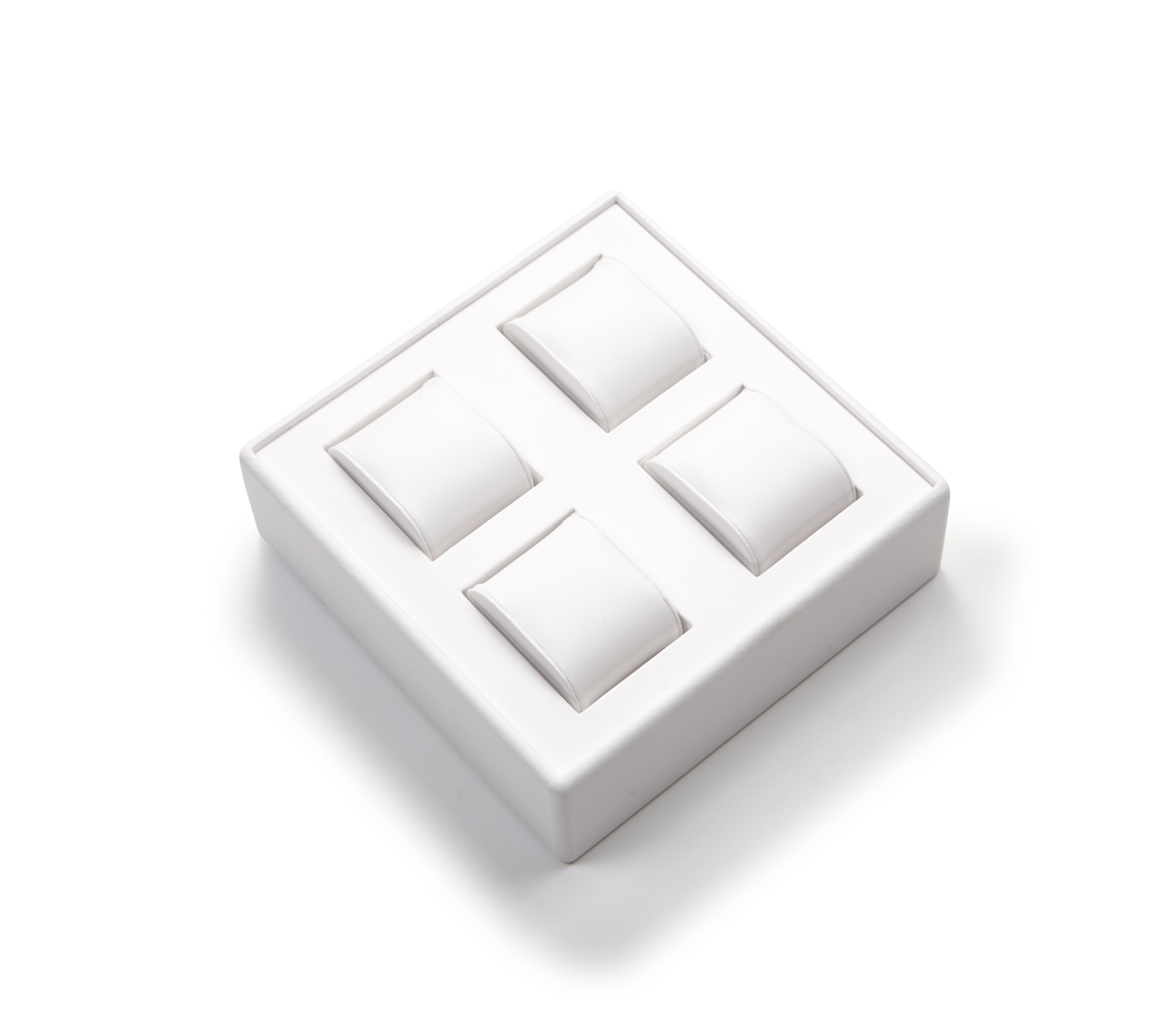White Leatherette 4 Watch Tray