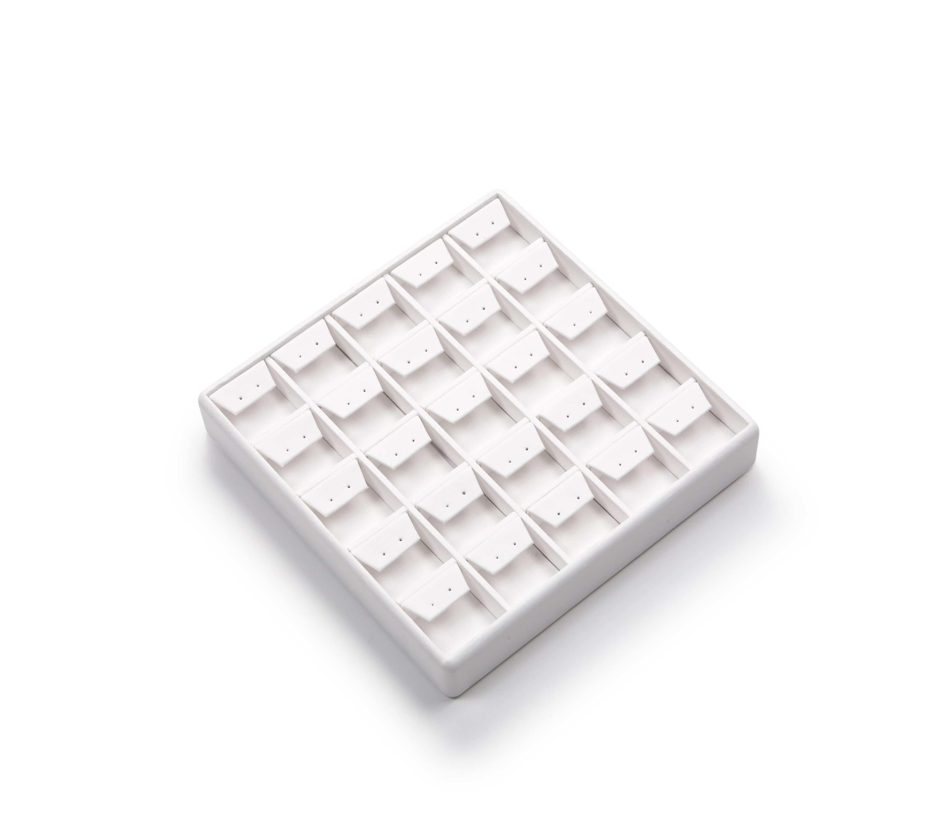 White Leatherette 25 Earring Tray