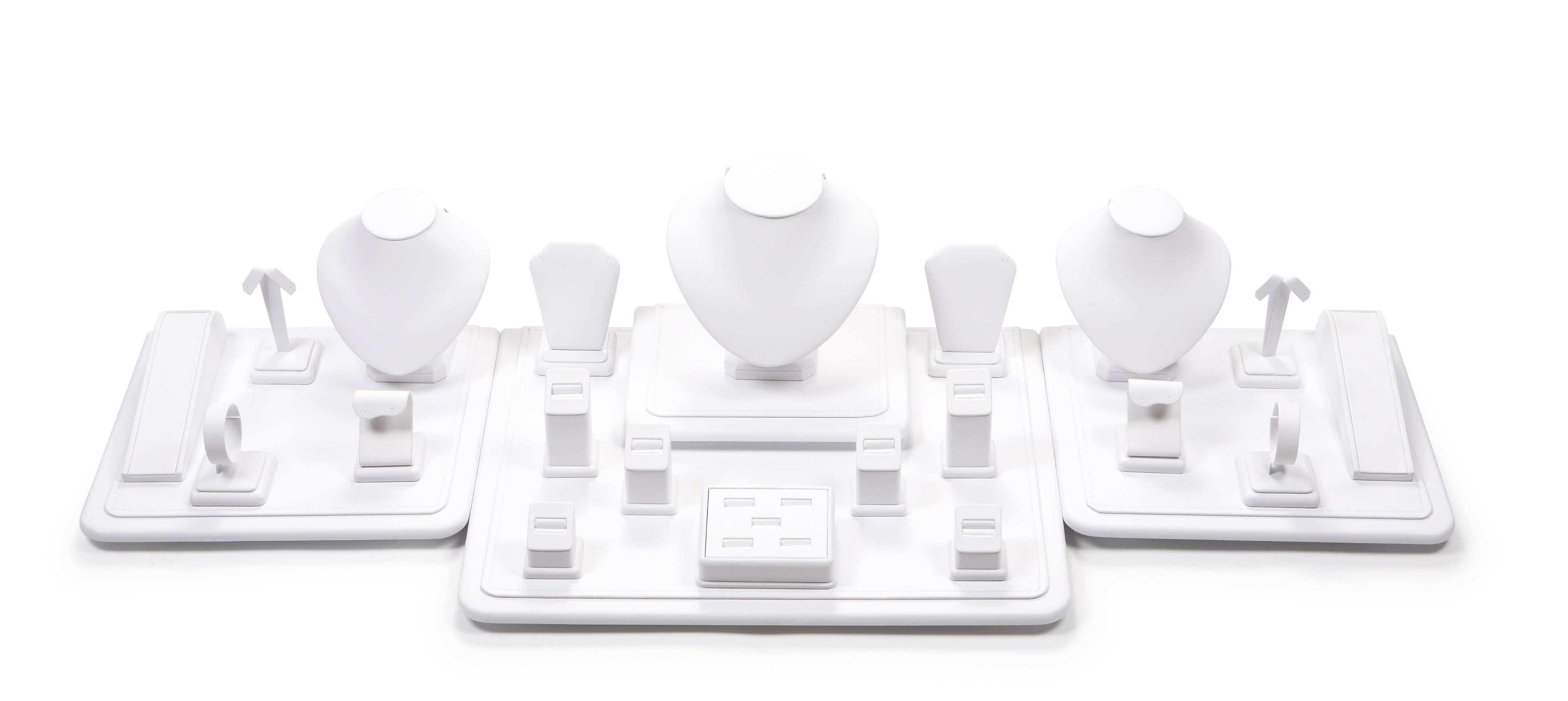 White Leatherette Showcase Display Set