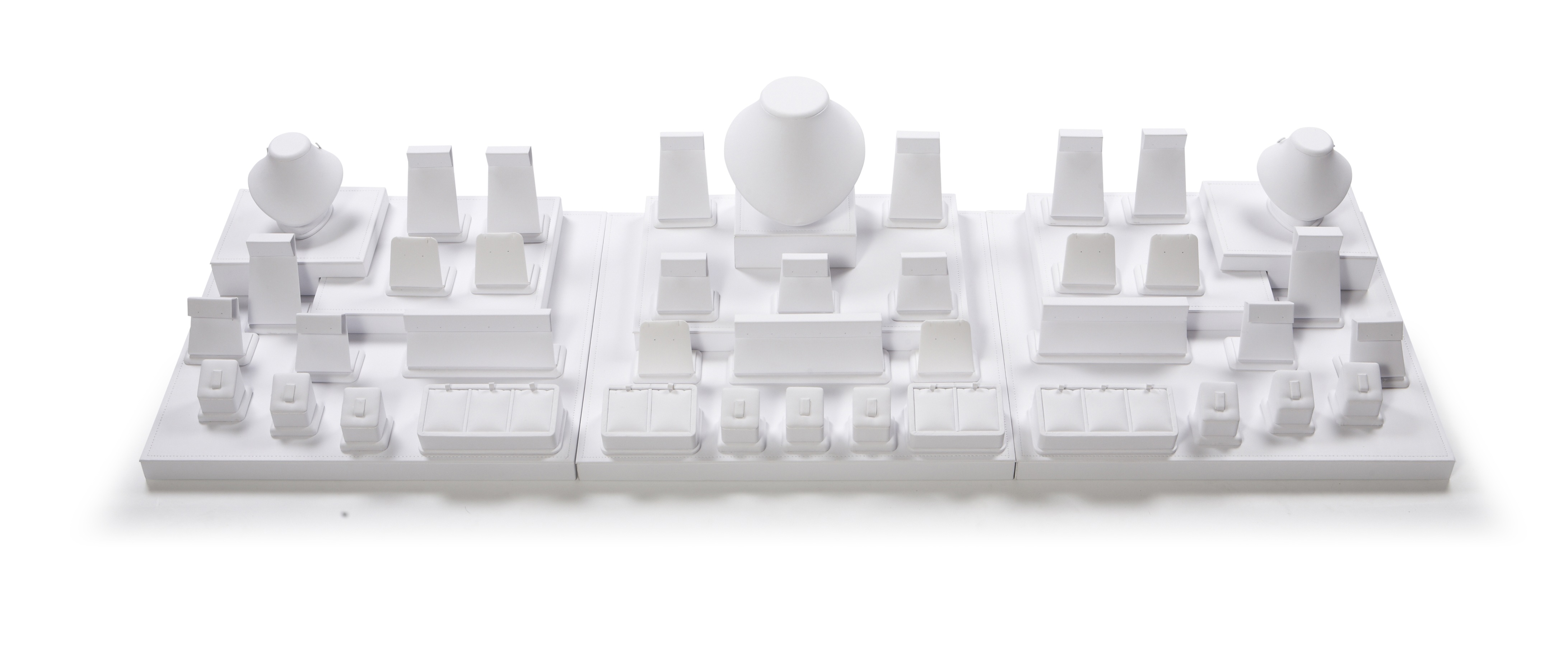 White Leatherette Showcase Display Set