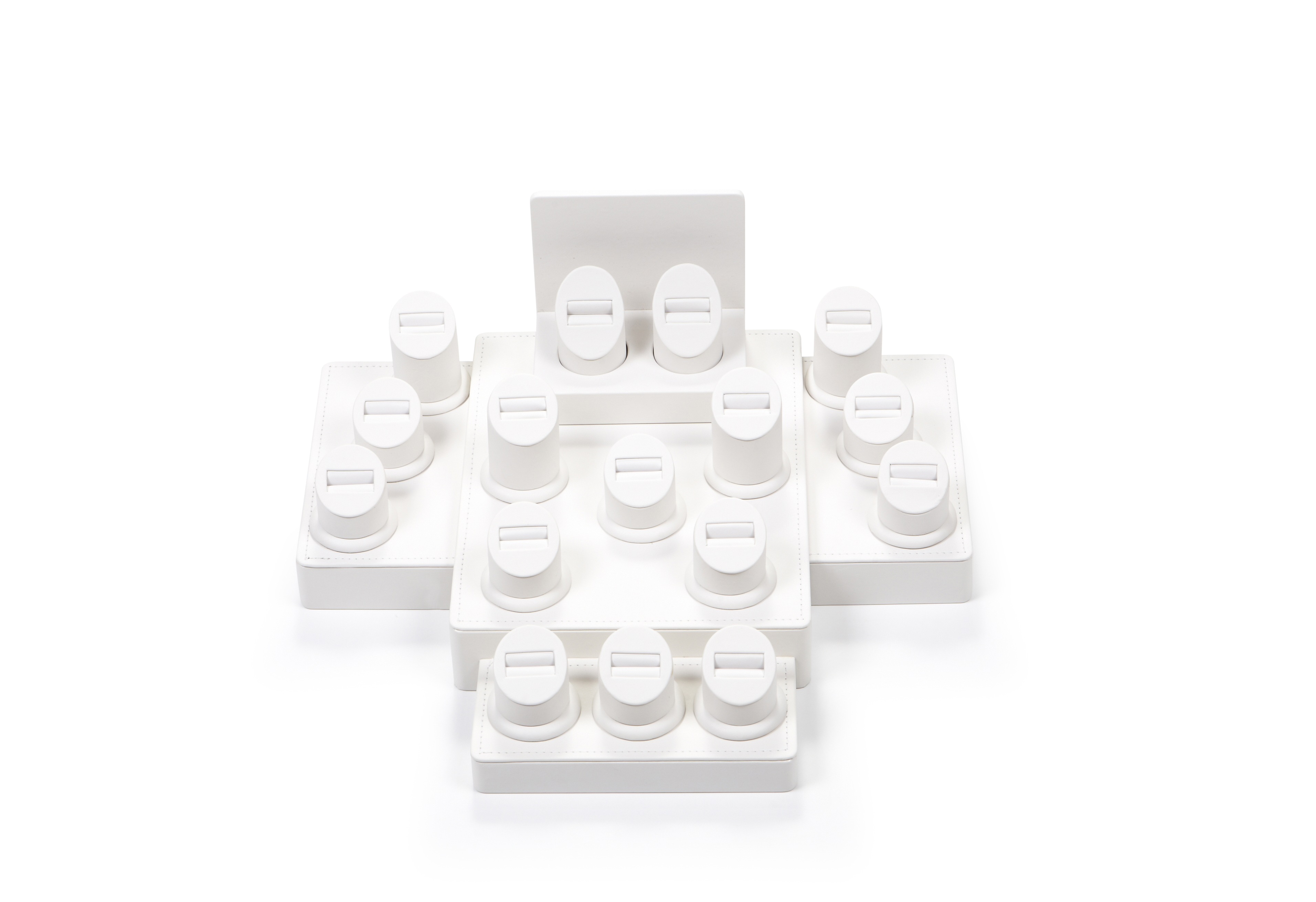 White Leatherette Showcase Display Set