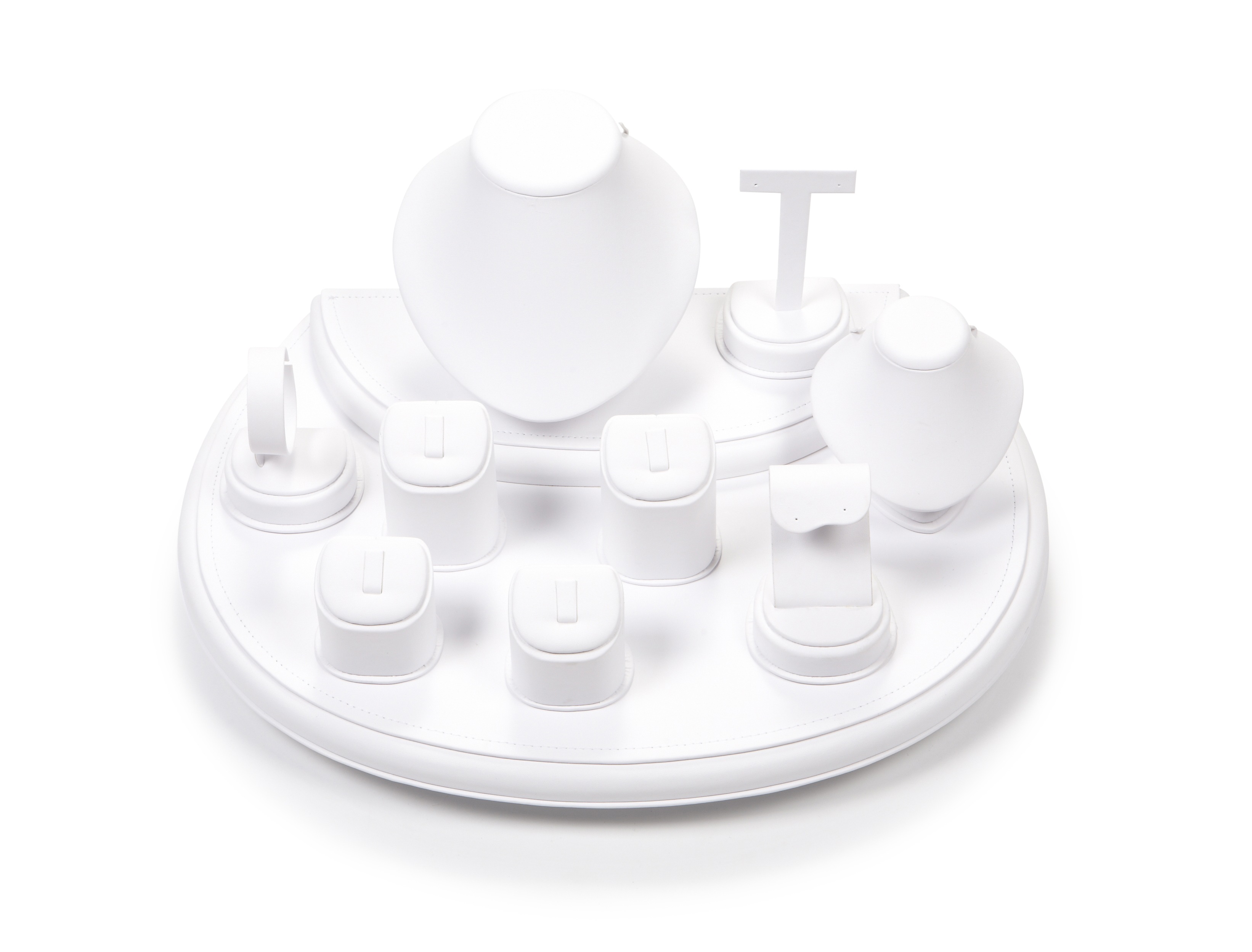 White Leatherette Showcase Display Set