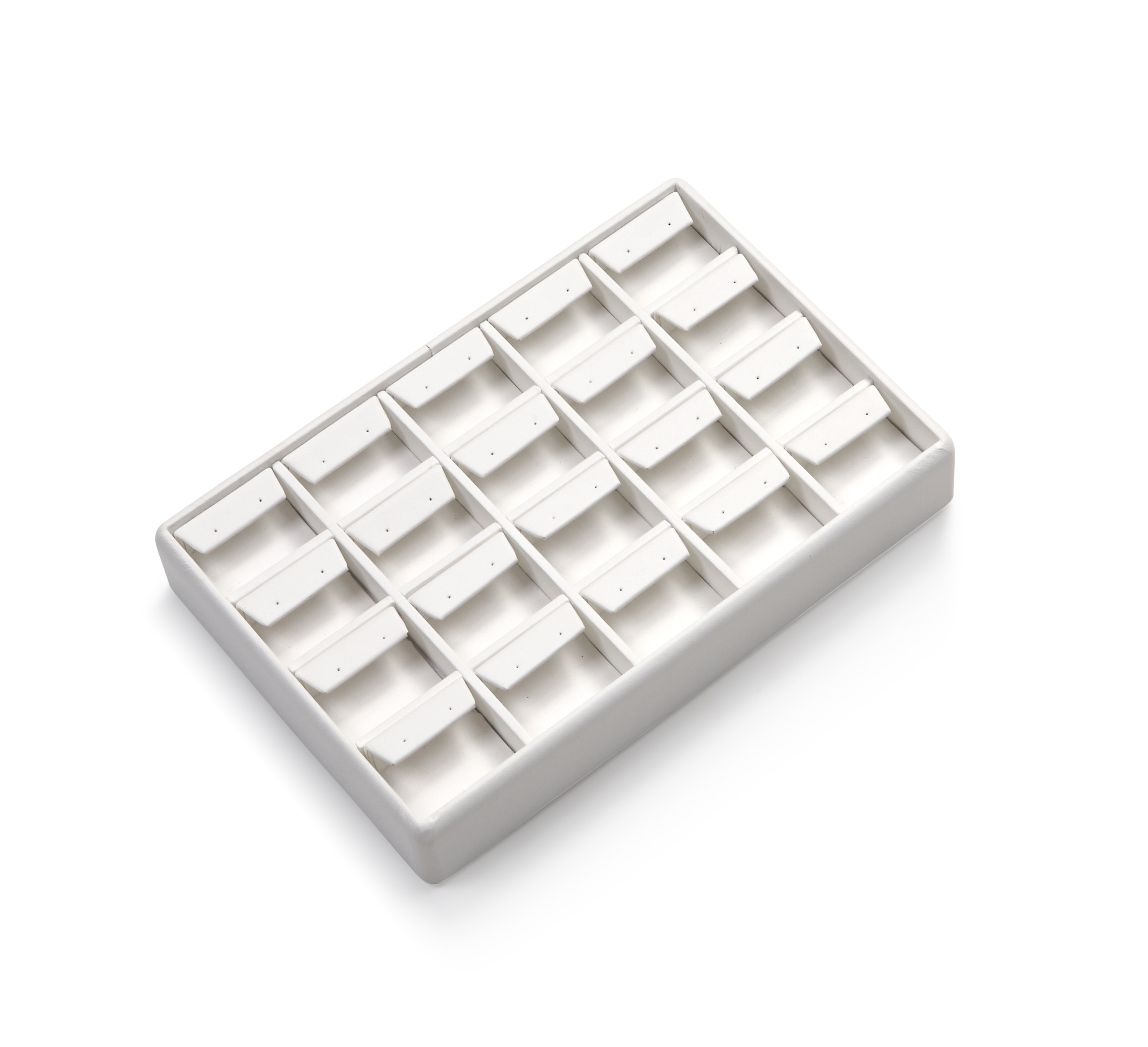 White Leatherette 20 Earring Tray