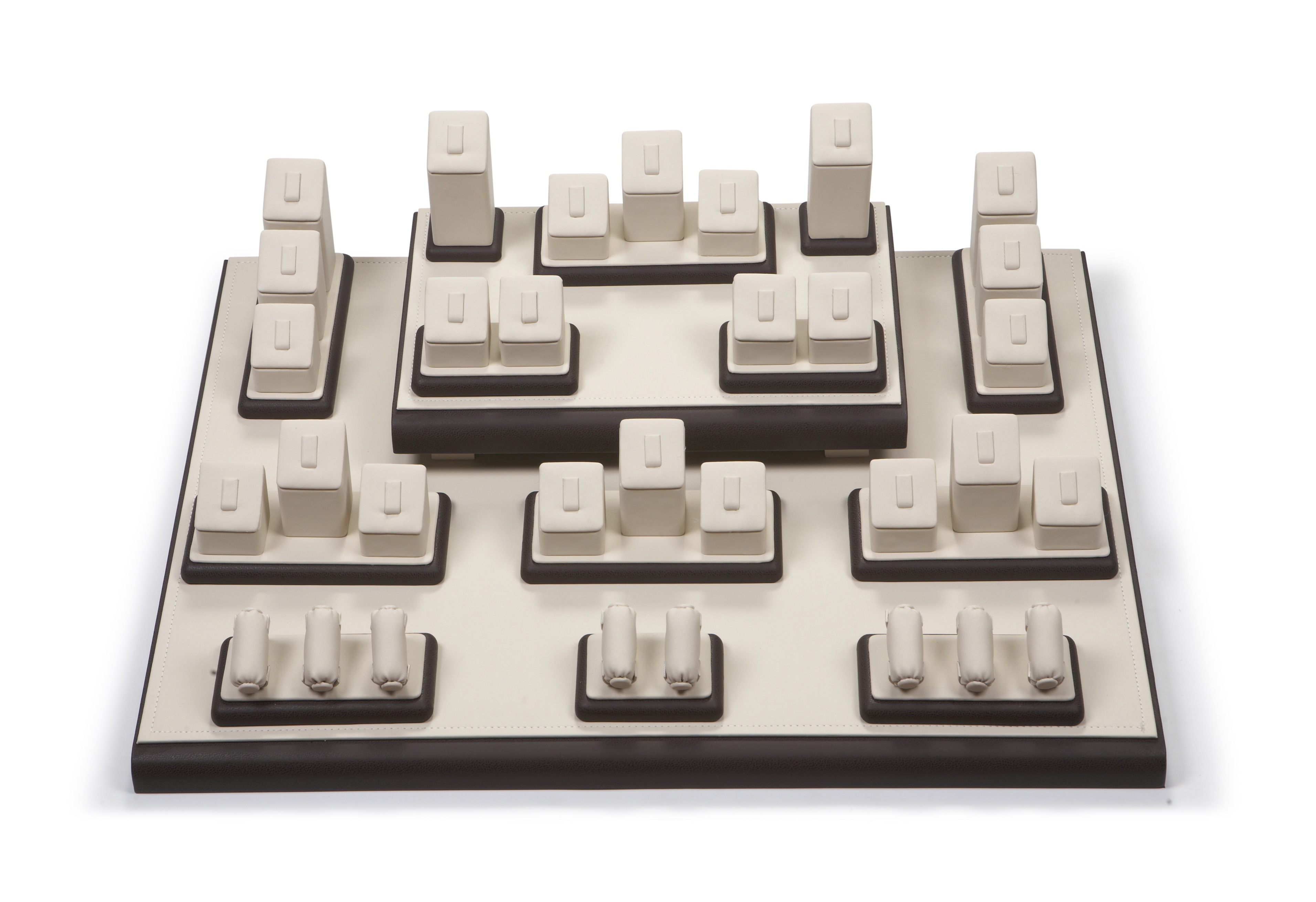 Chocolate/Beige Leatherette Showcase Display Set