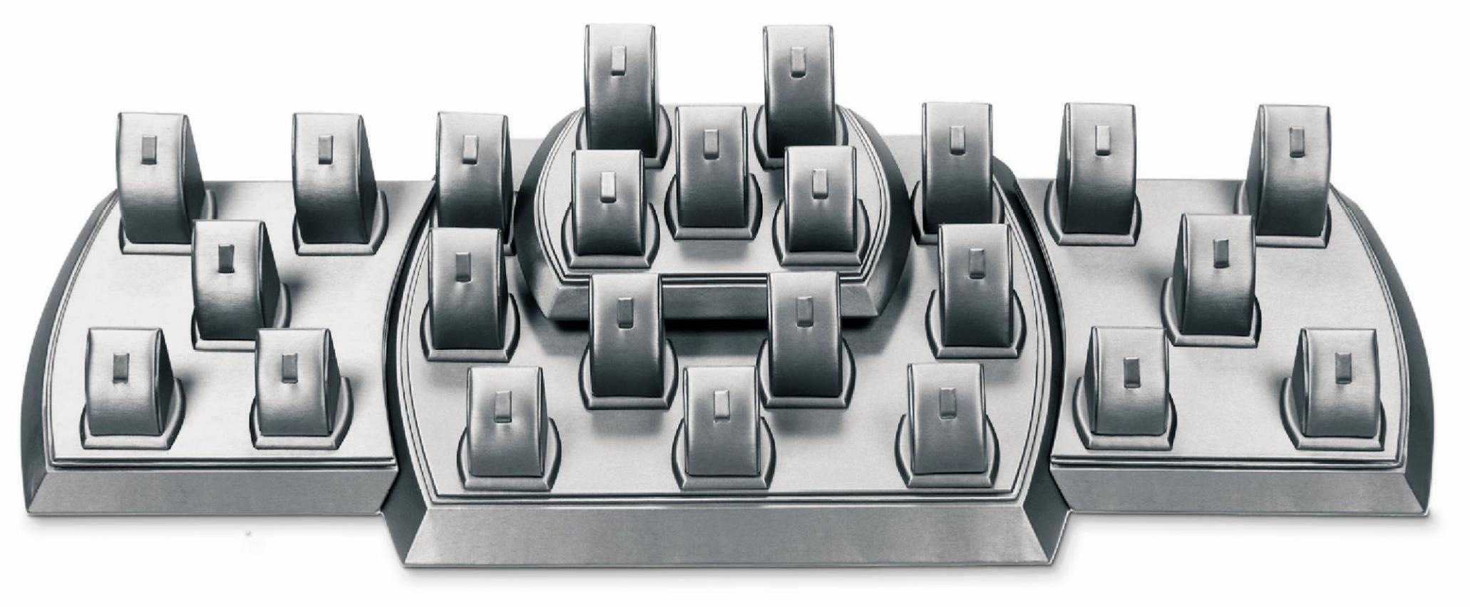 Silver Gray Leatherette Showcase Display Set