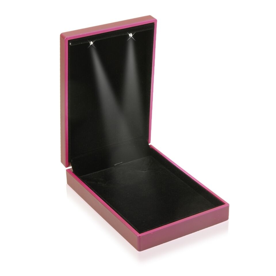 Purple Leatherette LED Small Necklace Box
