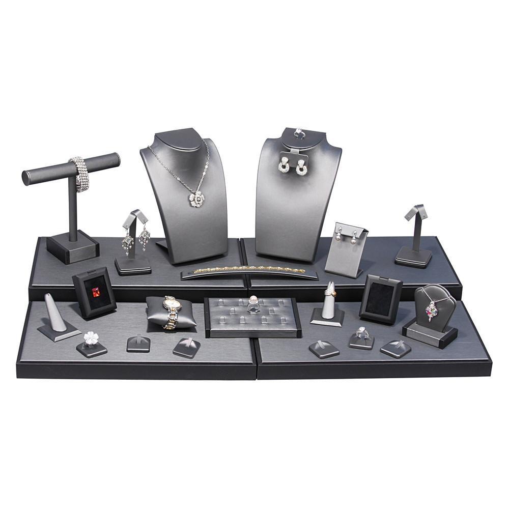 Steel Grey with Black Faux Leather Trim