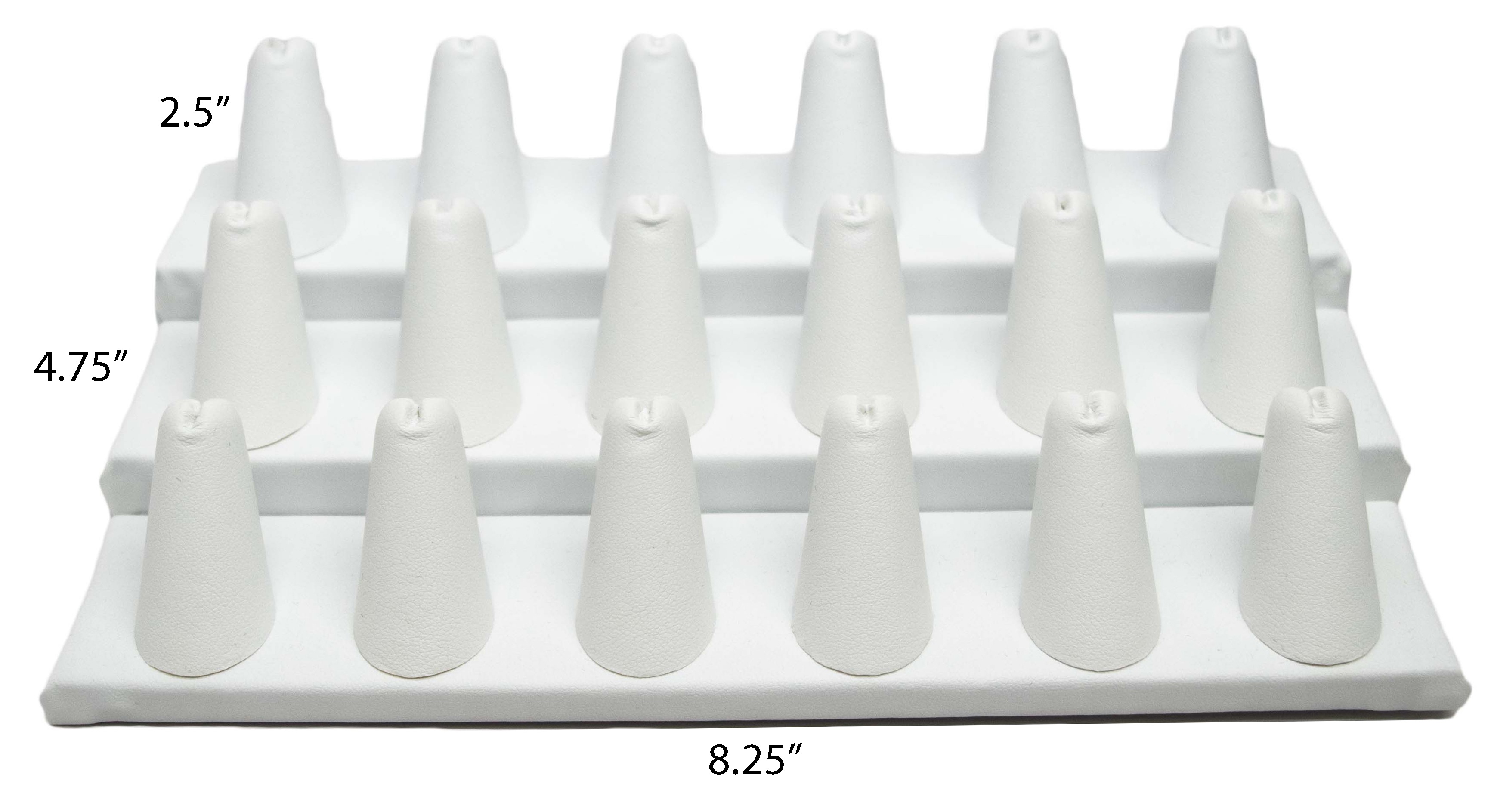 18 Finger White Leatherette Ring Stand Holder Jewelry Display