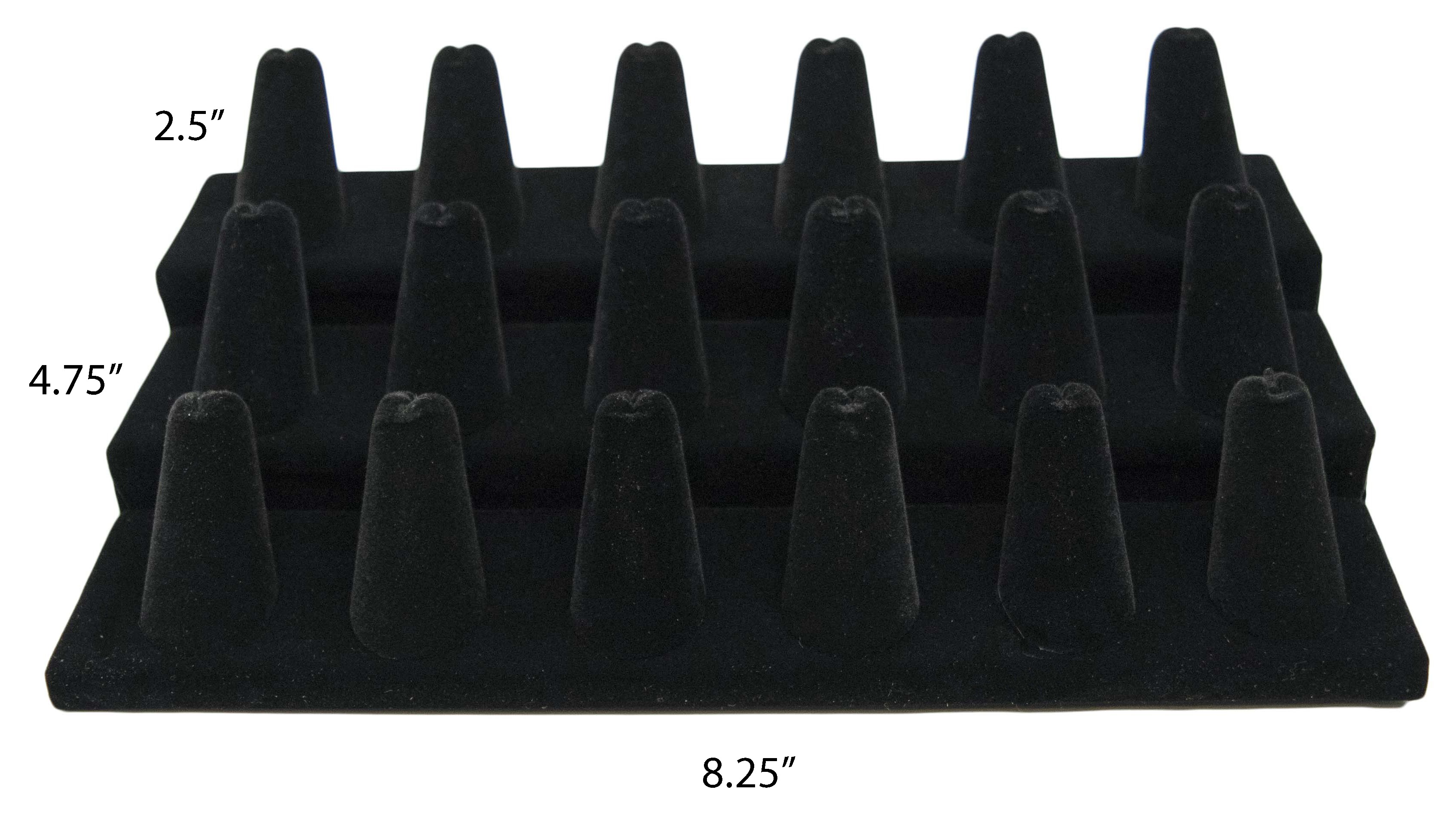 18 Finger Black Velvet Ring Stand Holder Jewelry Display