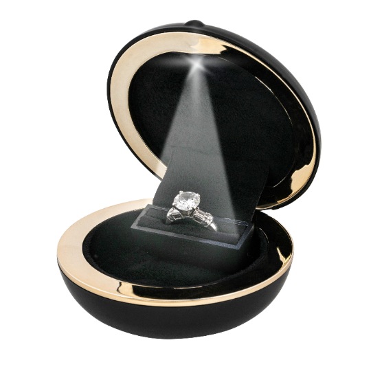 Black Slim LED Engagement Ring Box