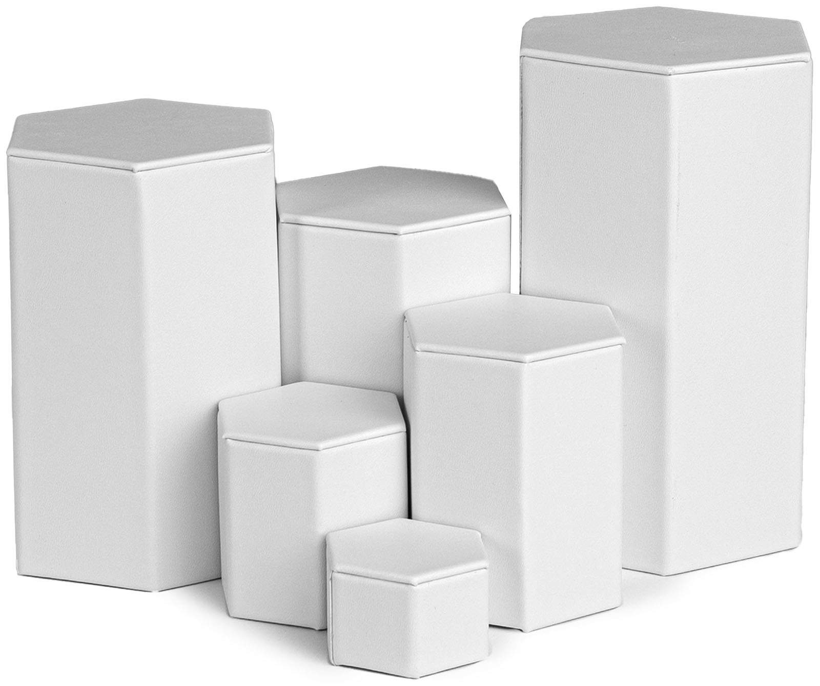 Novel Box Leatherette 6 Pc Hexagonal Risers