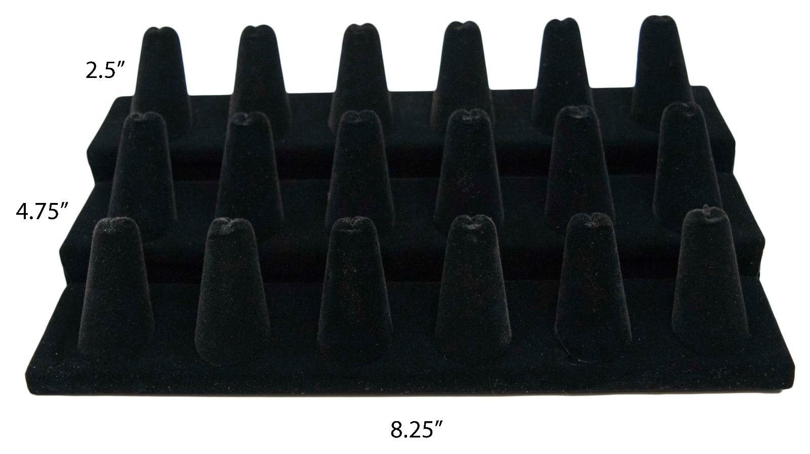 Novel Box™ 18 Finger Ring Stand Holder Jewelry Display 8.25X4.75X2.5" In Black Velvet