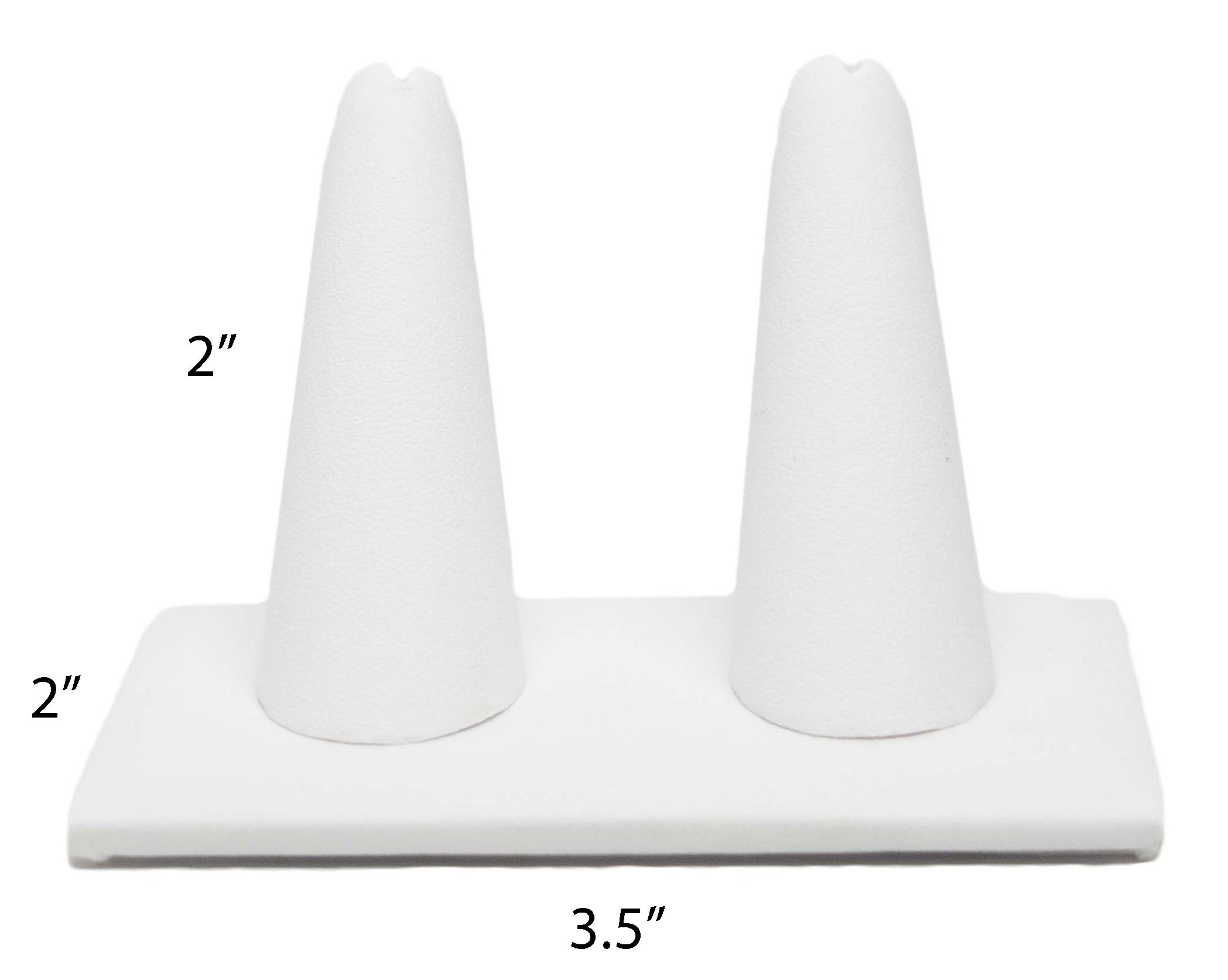 2 Finger Ring Stand Holder Jewelry Display In White Leatherette