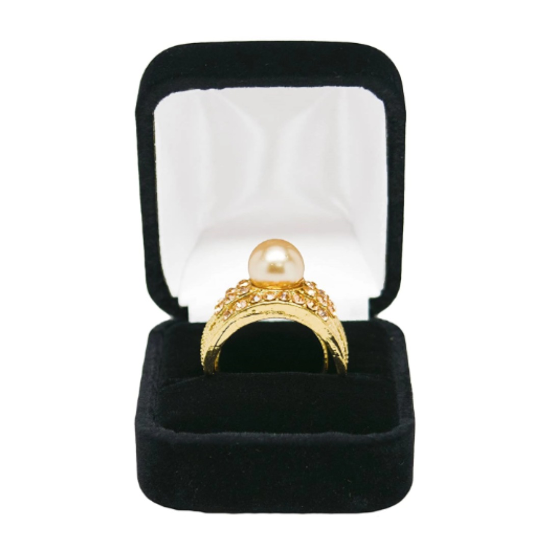 Black Rich Velveteen Ring Box 