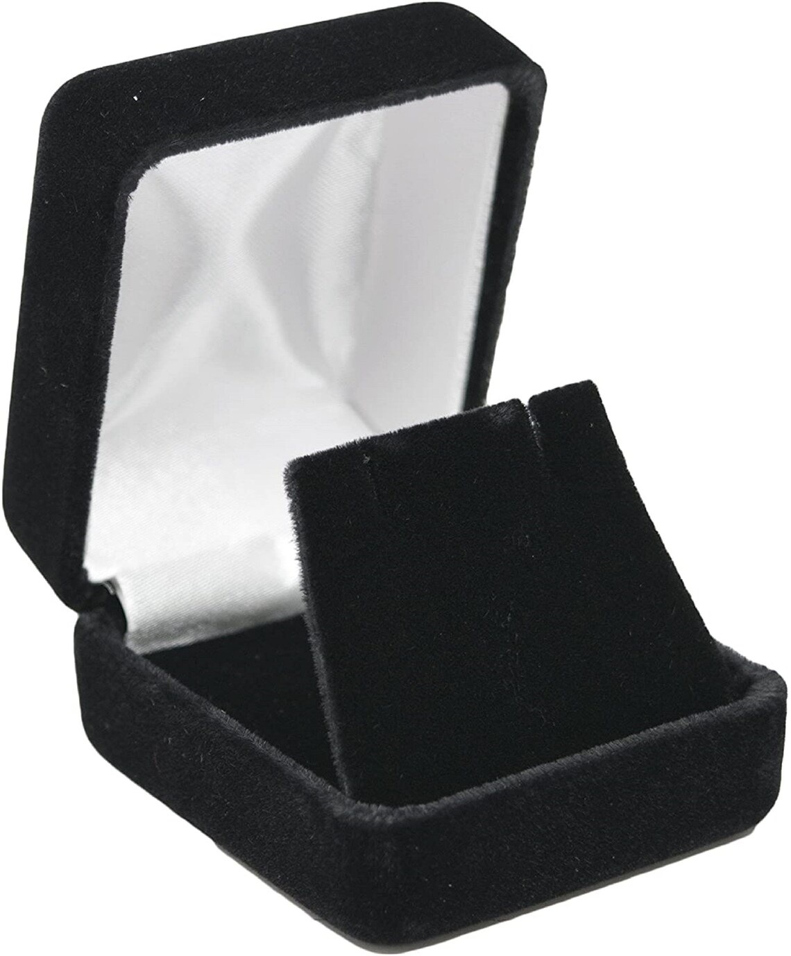 Black Rich Velveteen Earring Flap Box 