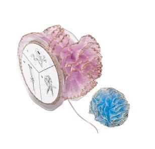 Gold Trim Ruffle Pull Bows Small