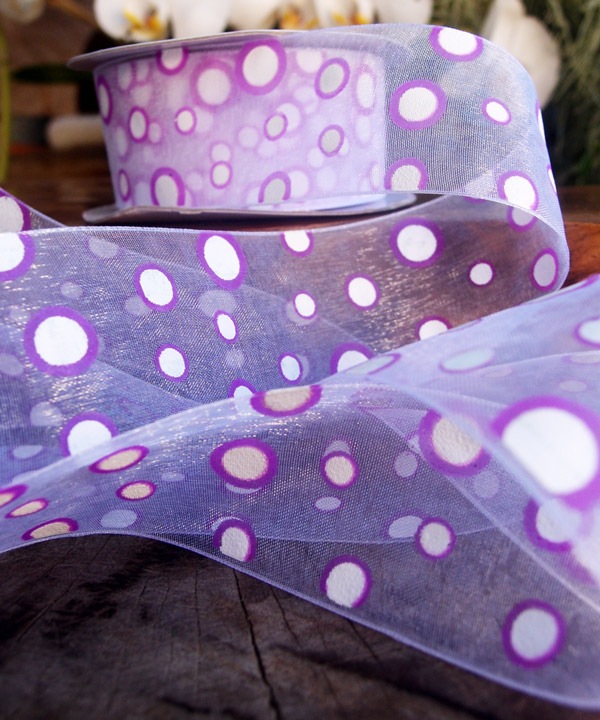 Polka Dot Print Organza Ribbon