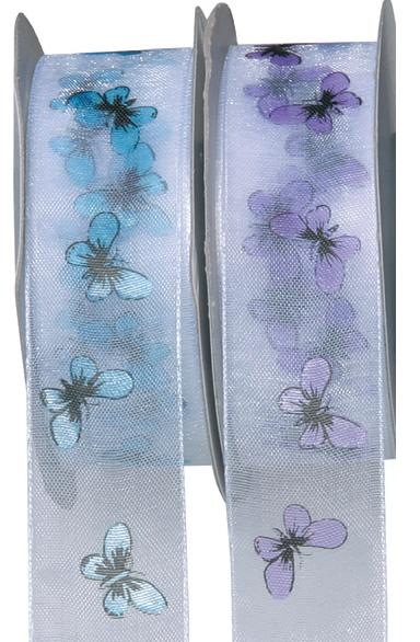 White Sheer with Butterfly Print Ribbon
