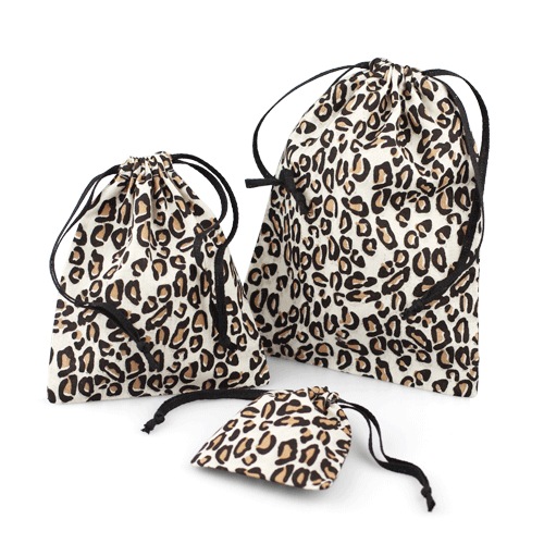 Leopard Print Cotton Pouches