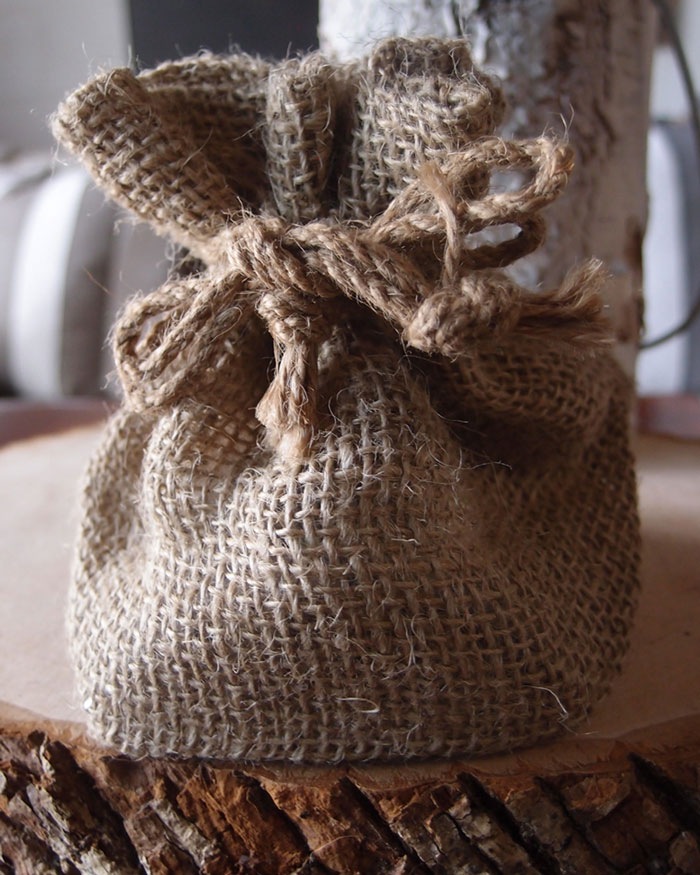 Natural Burlap  Bag with Round Bottom