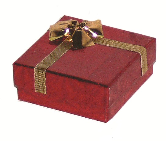 Shiny Cardboard T-Earring Pendant Box with a Bow