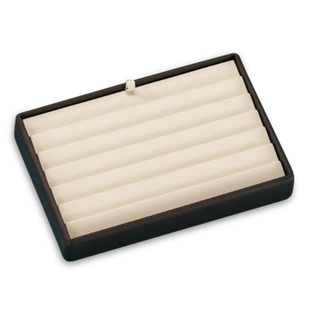 Chocolate/Beige Leatherette 6 Bracelet Tray