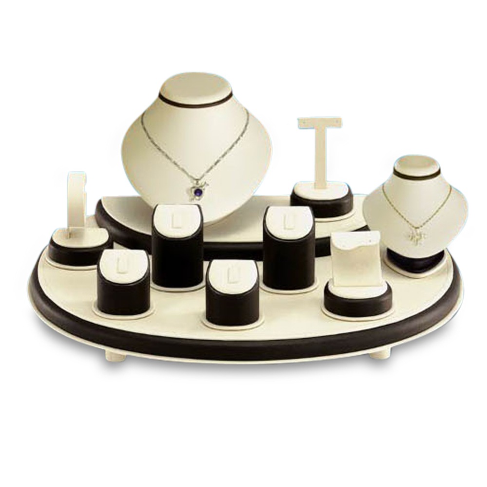 Chocolate/Beige Leatherette Showcase Display Set