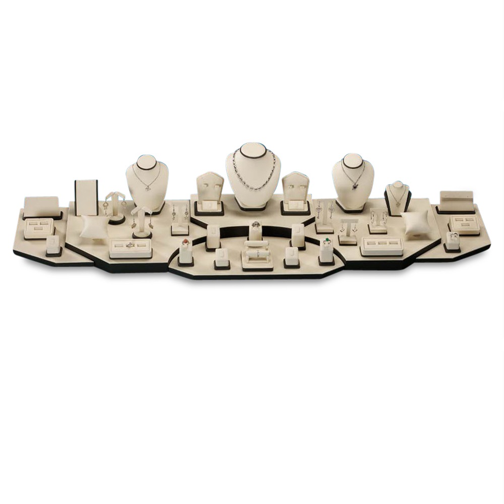 5' Chocolate/Beige Leatherette Showcase Display Set