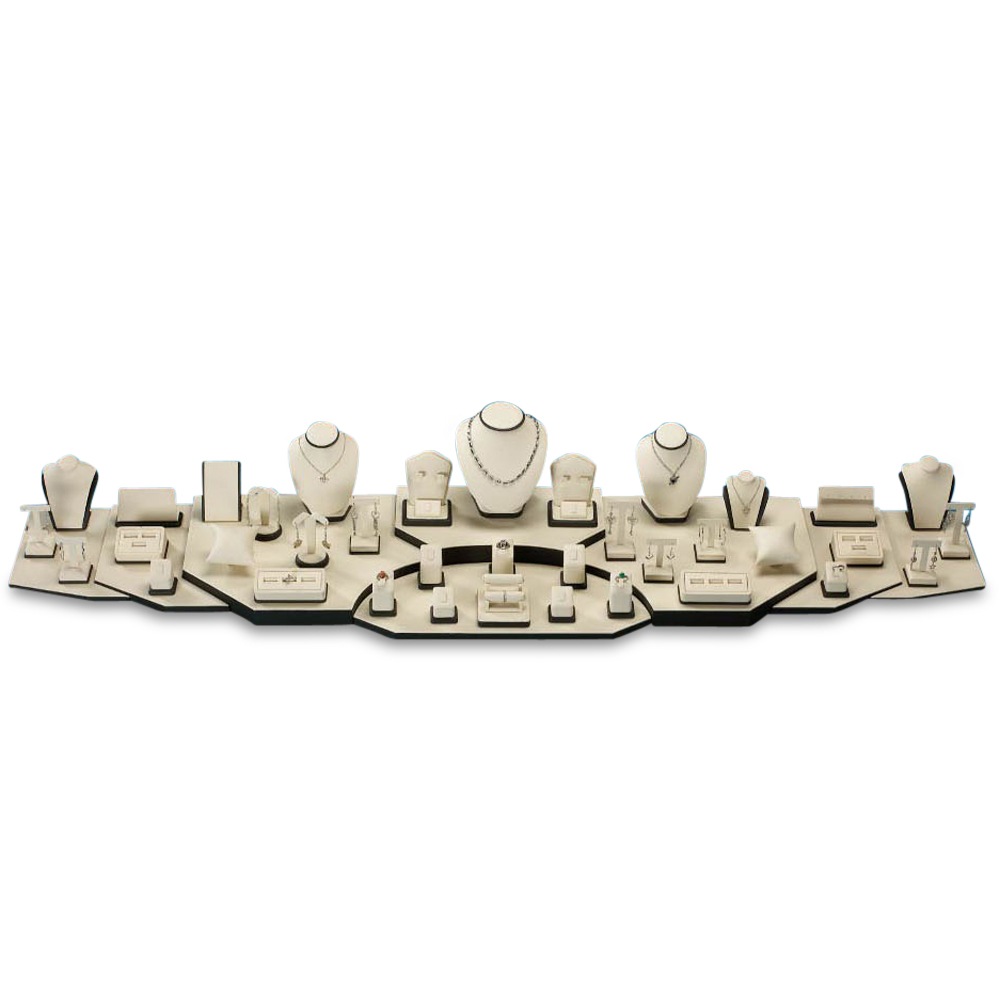 6' Chocolate/Beige Leatherette Showcase Display Set