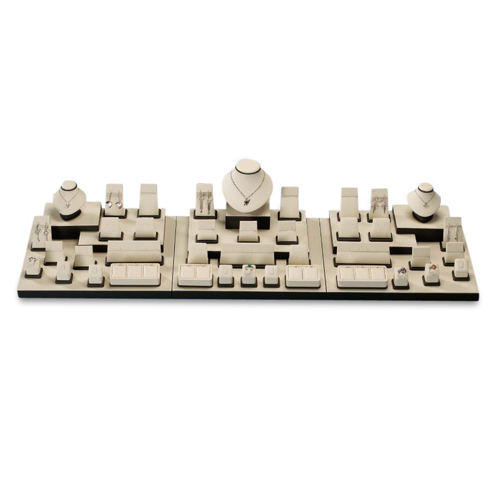 Chocolate/Beige Leatherette Showcase Display Set