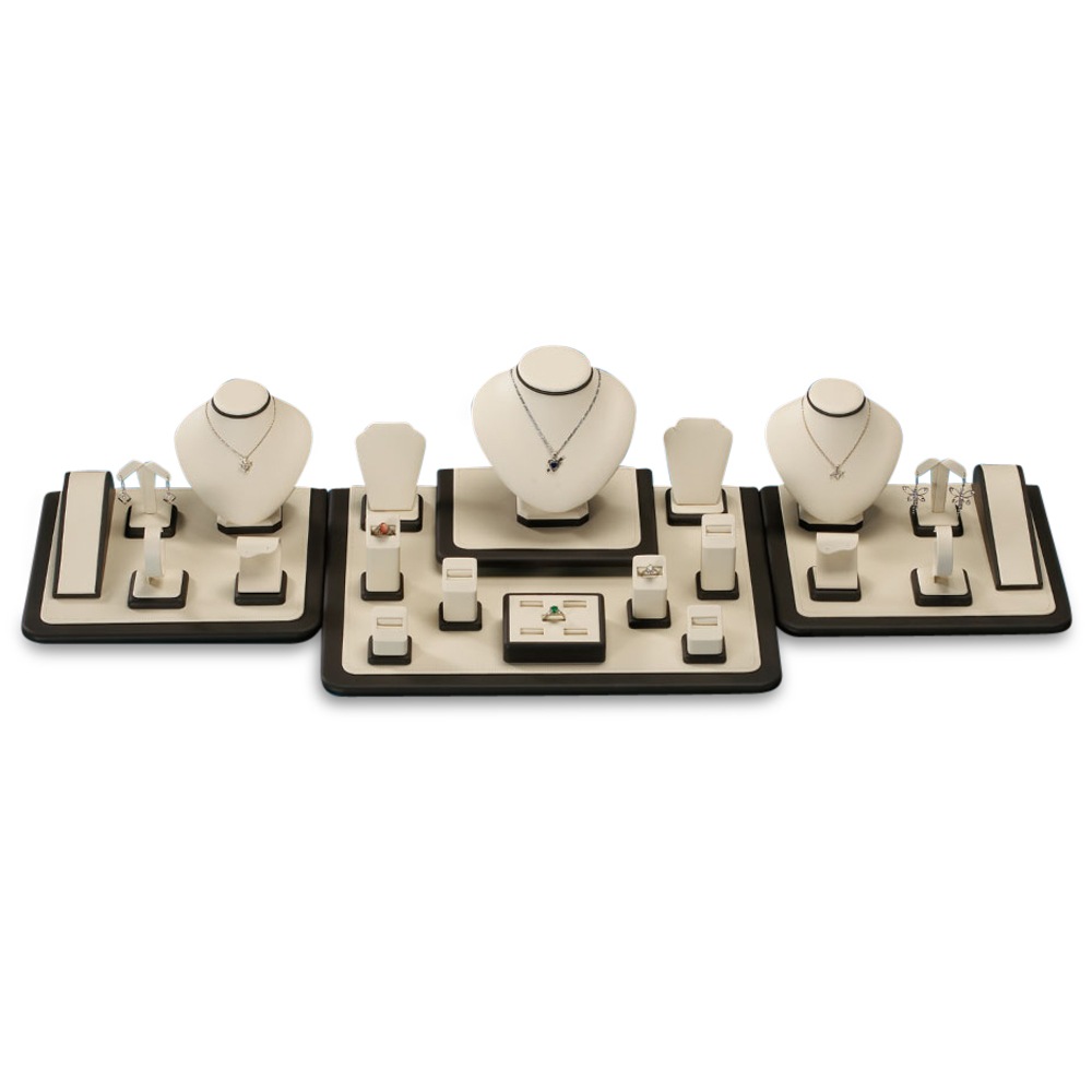 Chocolate/Beige Leatherette Showcase Display Set