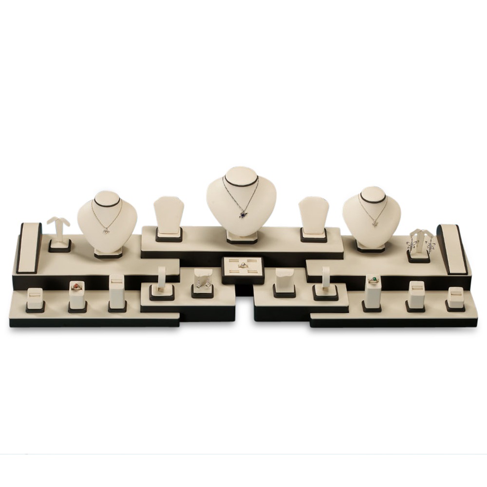 Chocolate/Beige Leatherette Showcase Display Set