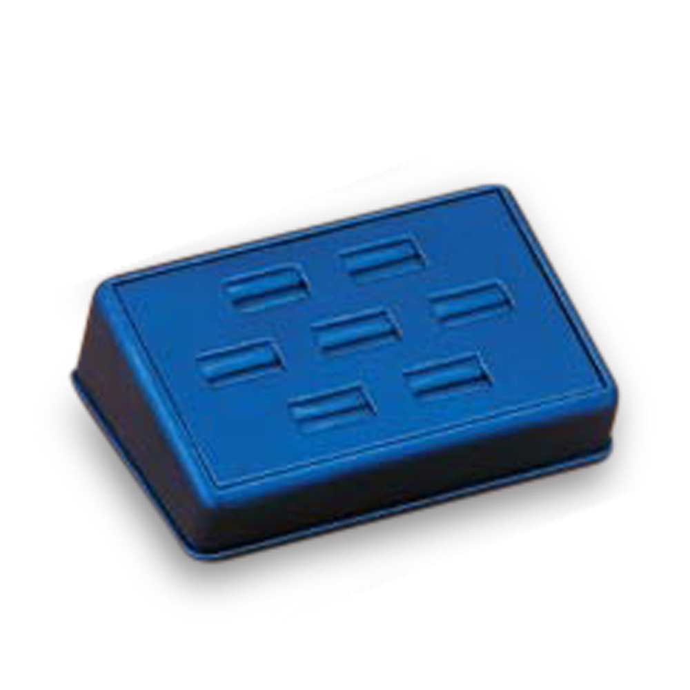 Navy Blue Leatherette 7 Ring Slot Stand